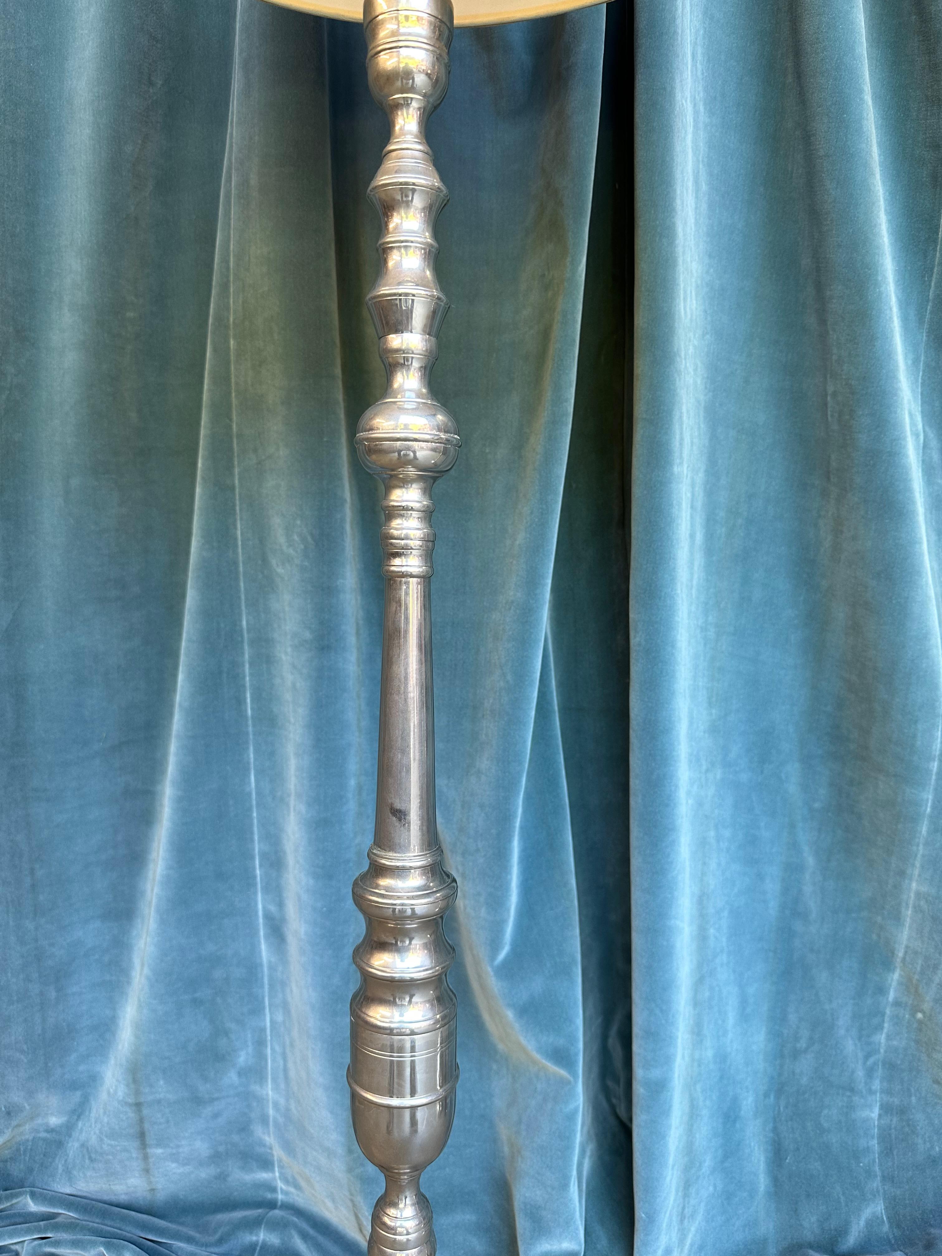 Pair of French Nickel Plated Floor Lamps For Sale 4