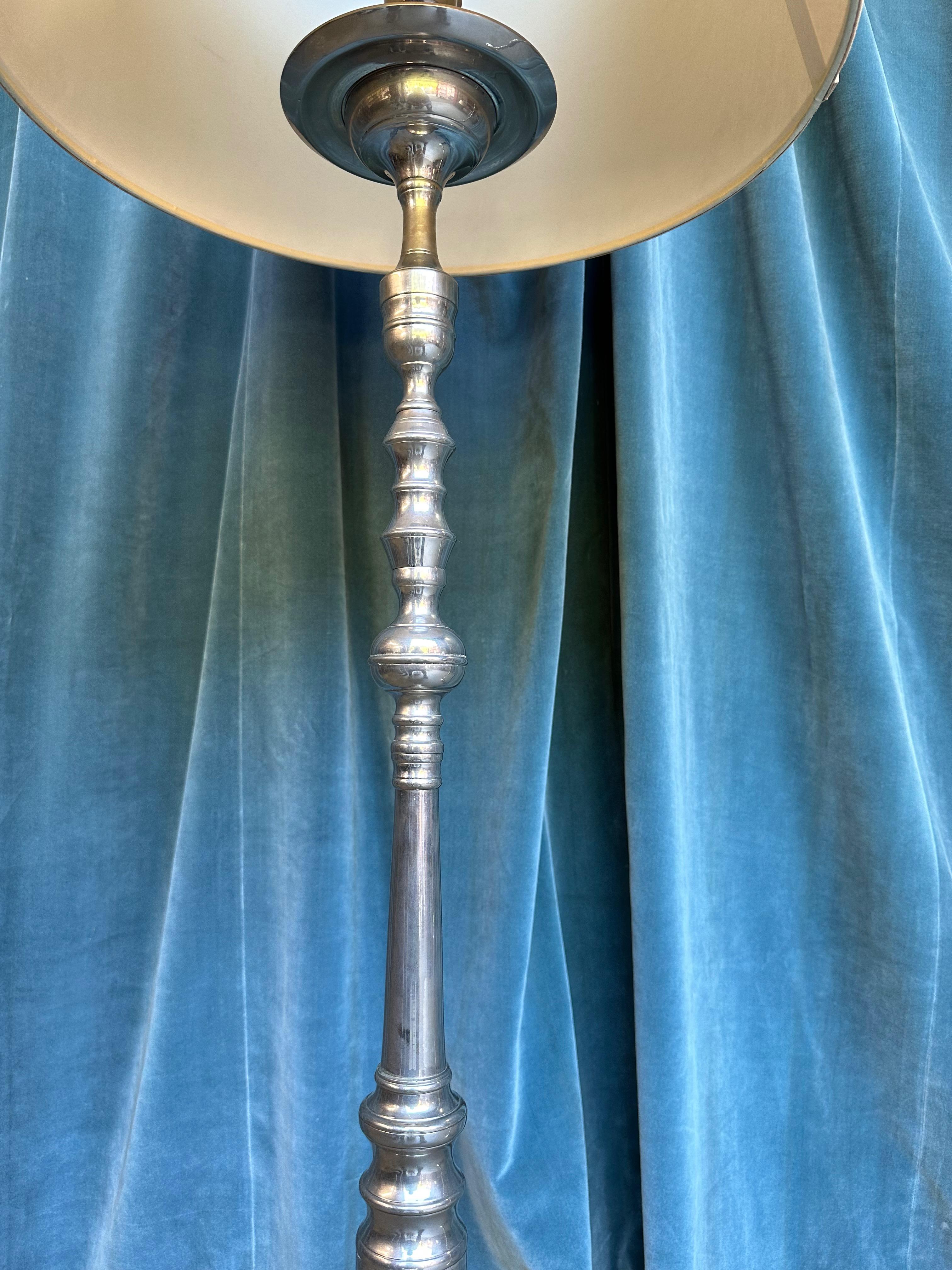 Pair of French Nickel Plated Floor Lamps For Sale 5