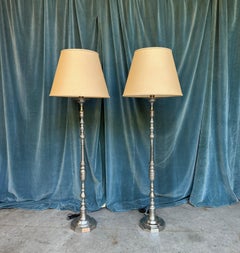 Pair of French Nickel Plated Floor Lamps