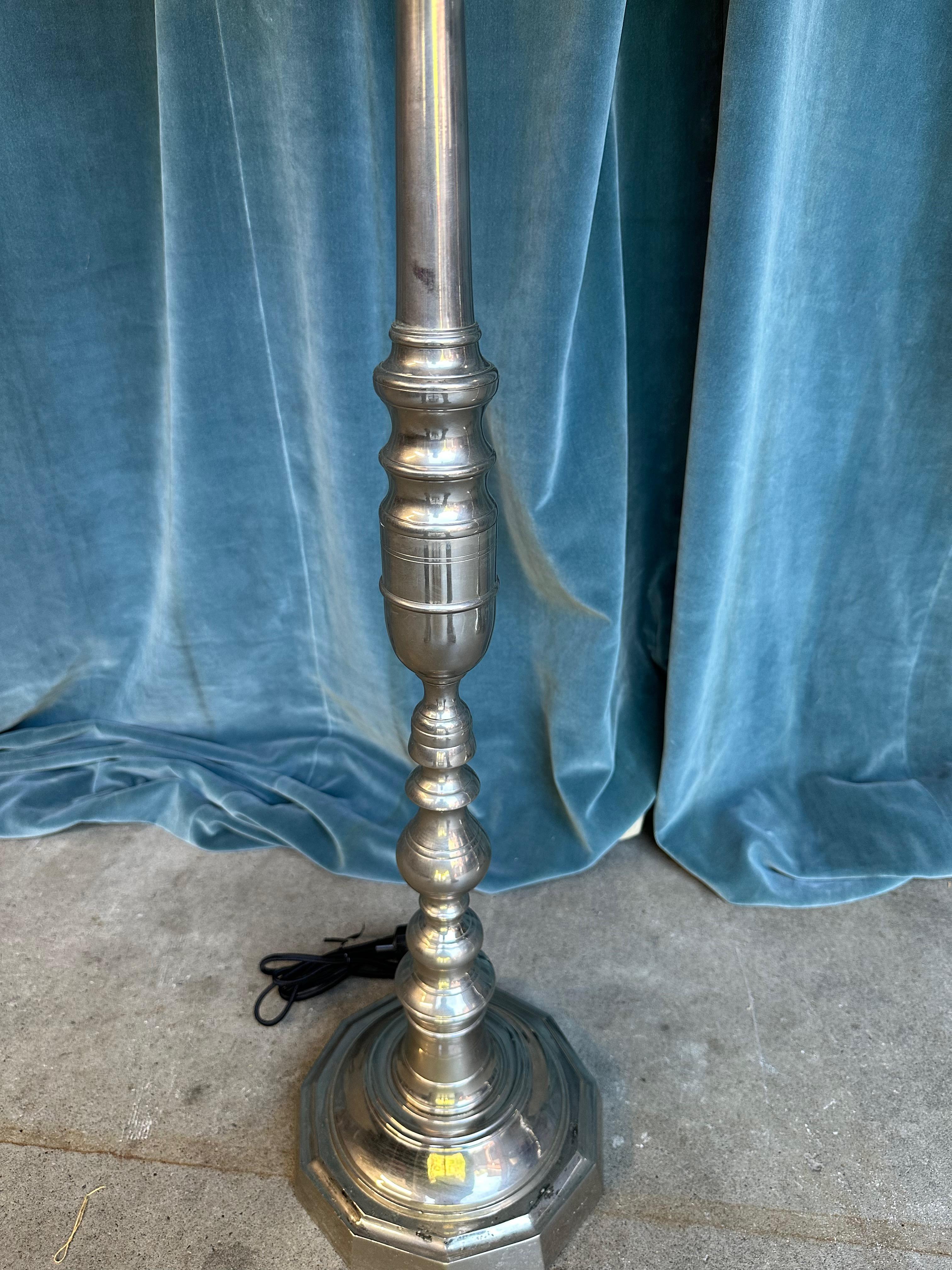 Pair of French Nickel Plated Floor Lamps For Sale 2