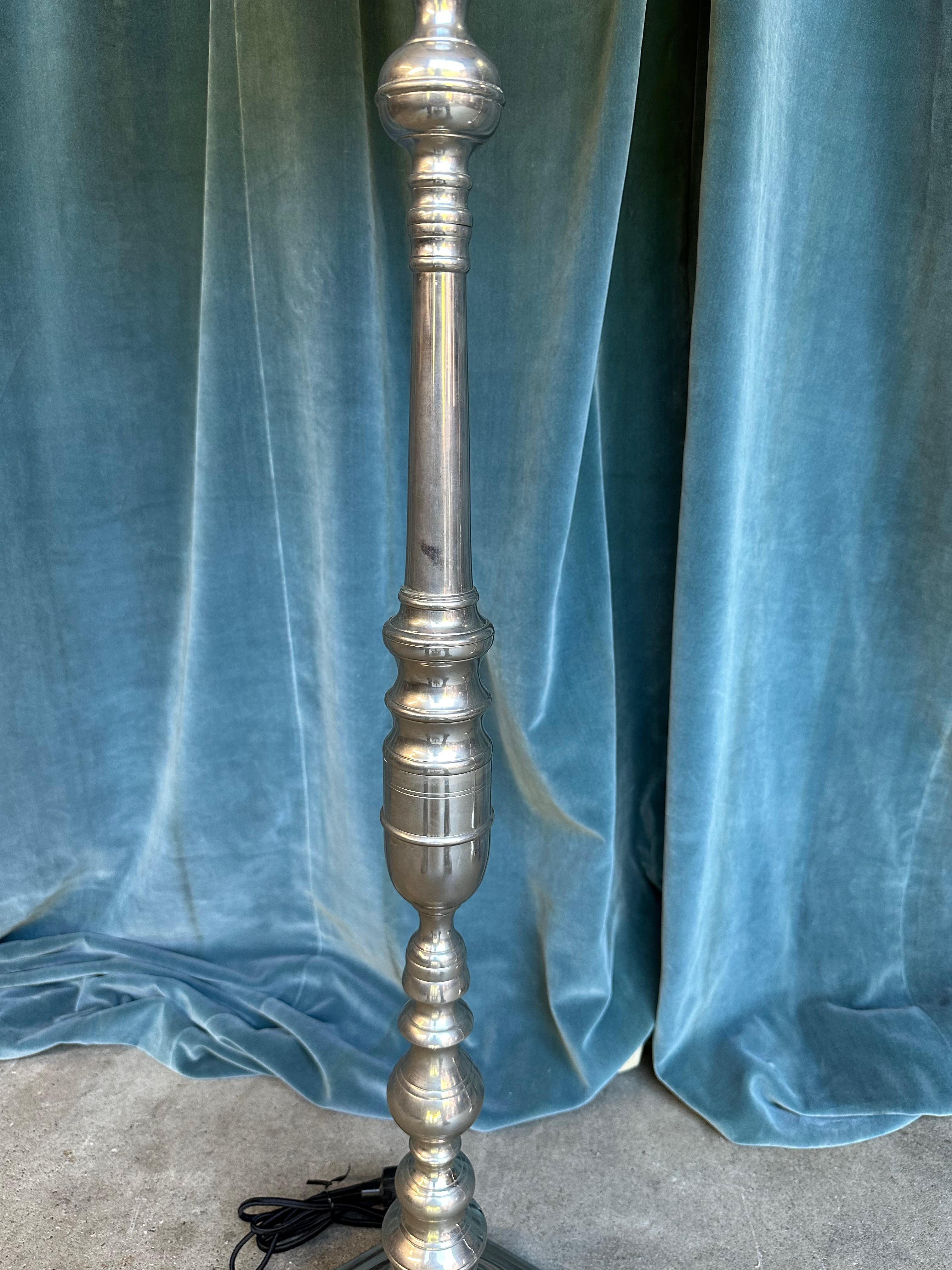 Pair of French Nickel Plated Floor Lamps For Sale 3