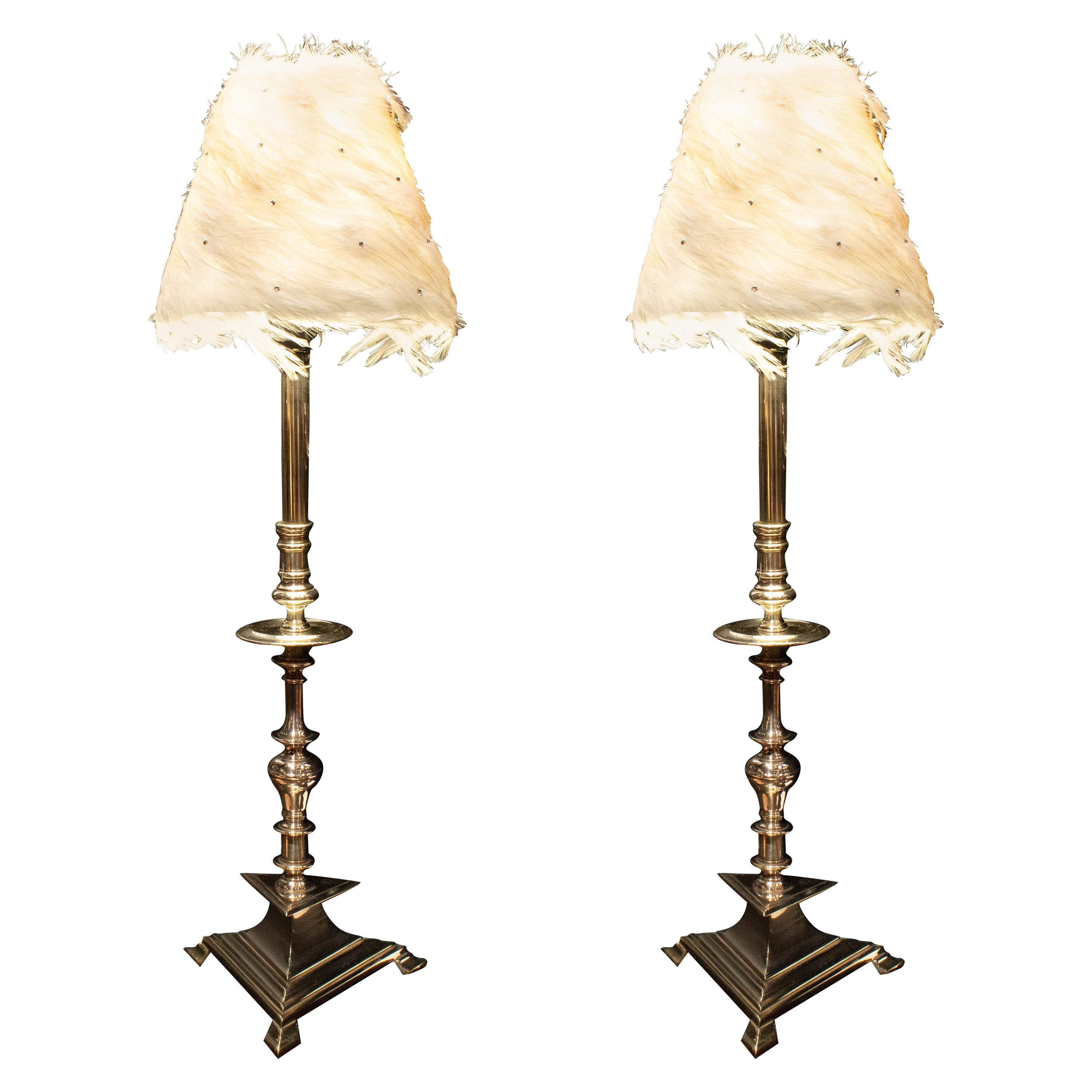 Pair of French 1930s Art Deco Nickel-Plated Table Lamps For Sale