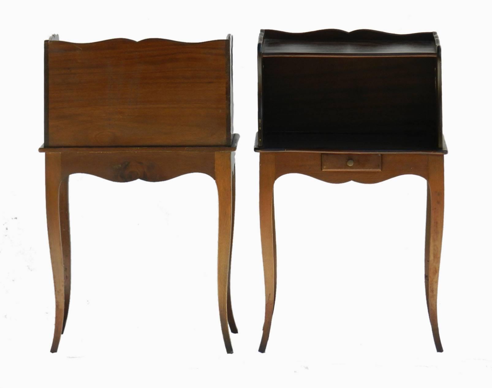 Mid-20th Century Pair of French Nightstands Bedside Tables Provincial Louis Revival Cabinets