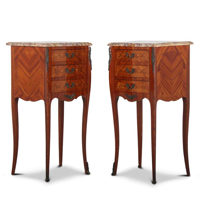 Marquetry Pair of French Nightstands
