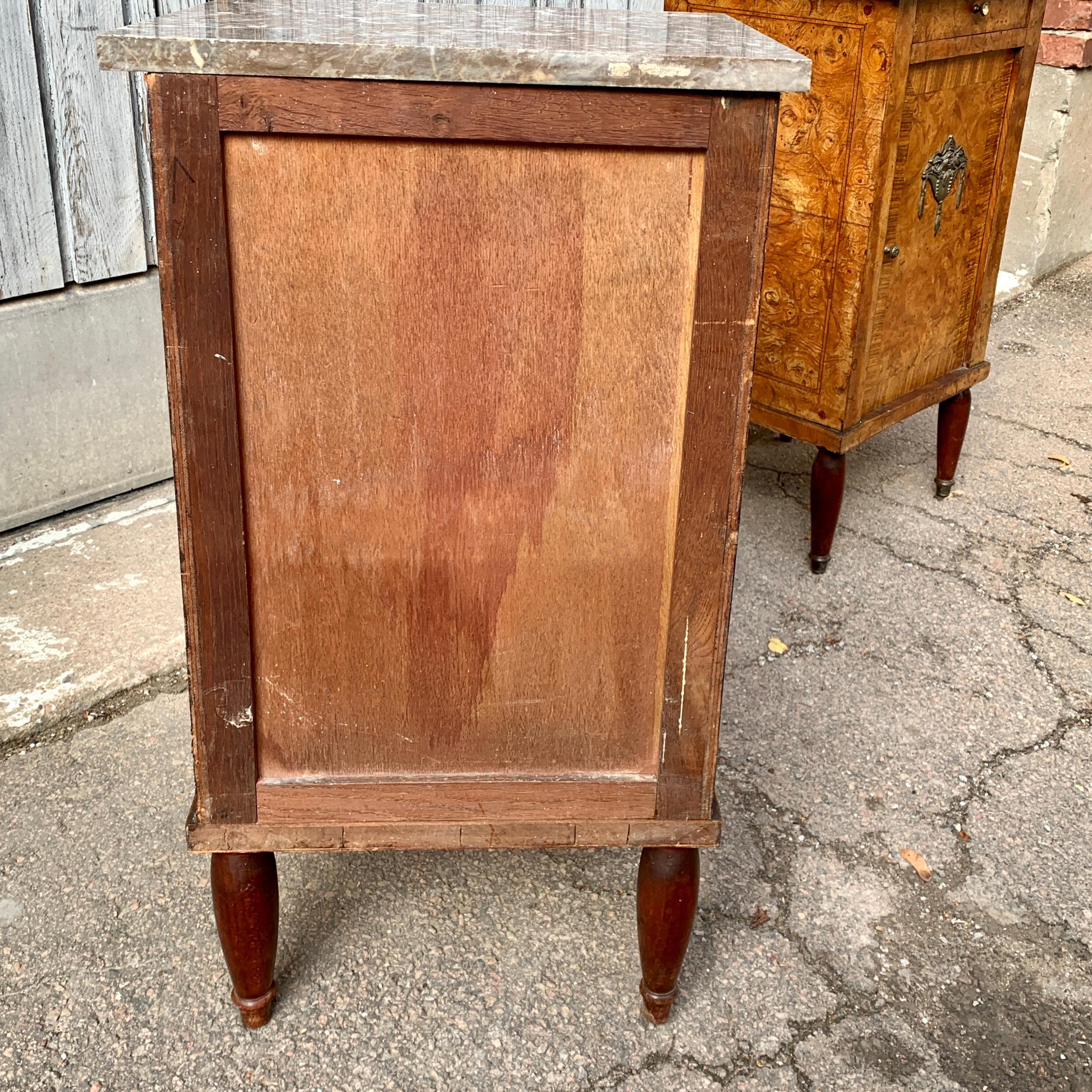 Pair of French Nightstands in Walnut Root 11