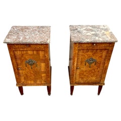 Pair of French Nightstands in Walnut Root
