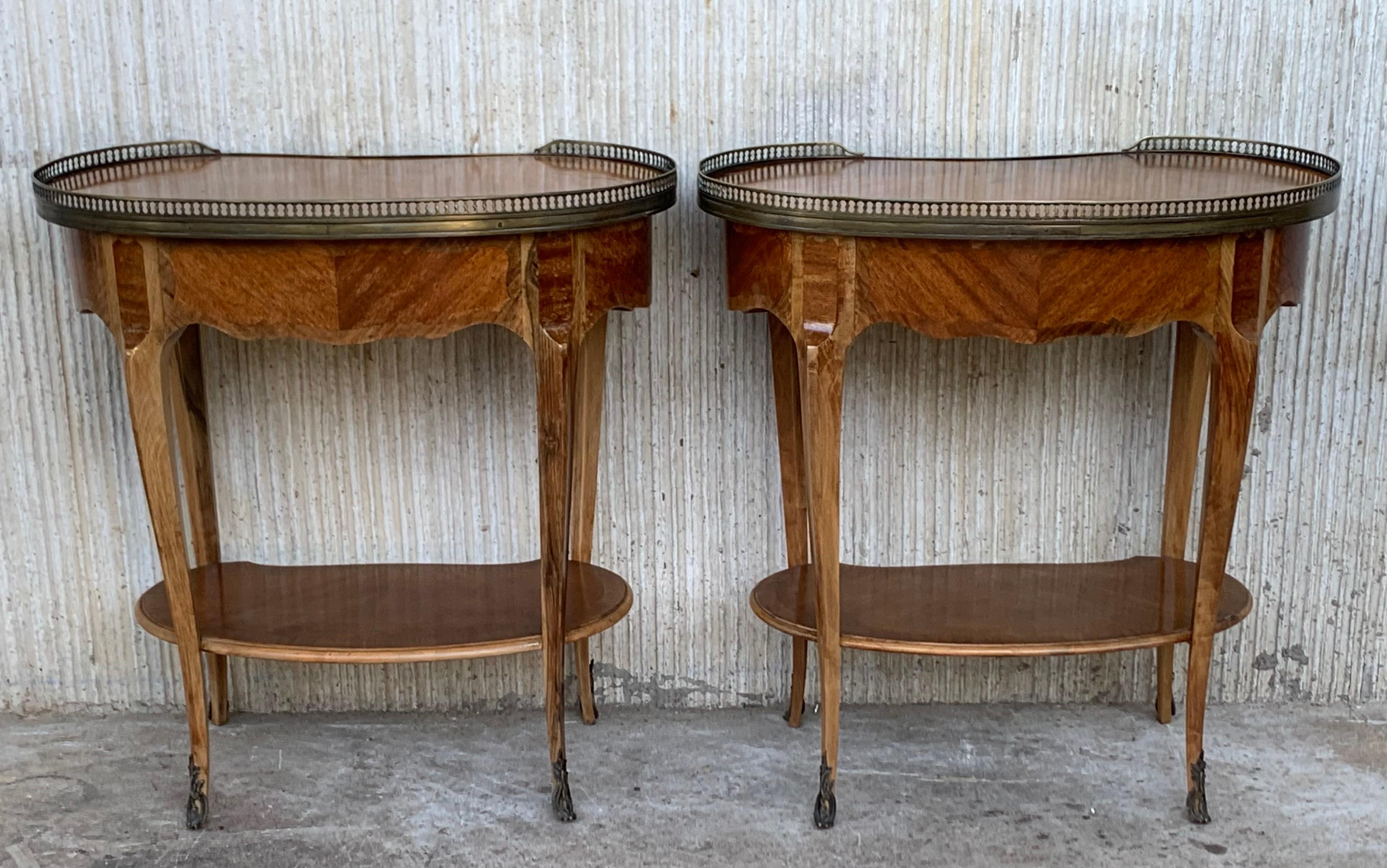 Brass Pair of French Nightstands Side Cabinets Bedside Tables Louis XVI, circa 1910