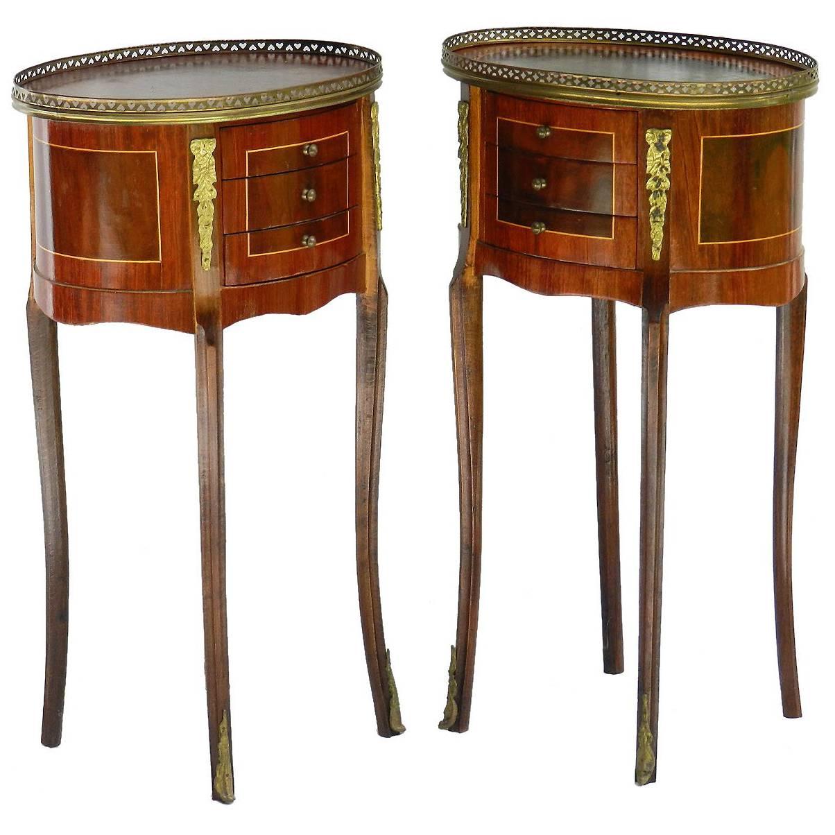 Pair of French Nightstands Side Cabinets Bedside Tables Louis XVI, circa 1920s