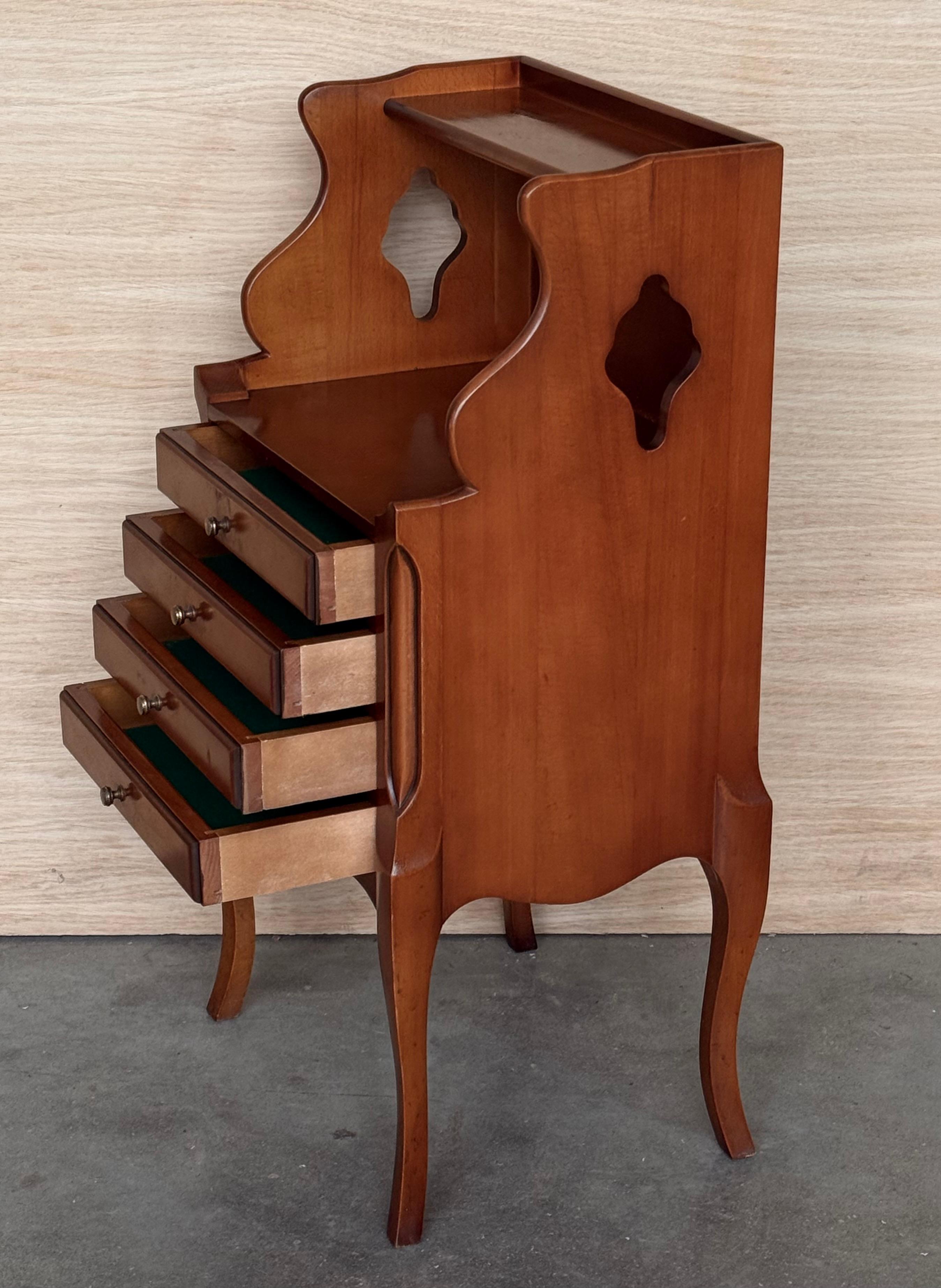 Pair of French nightstands with High Shelve and Four Low Drawers en vente 4