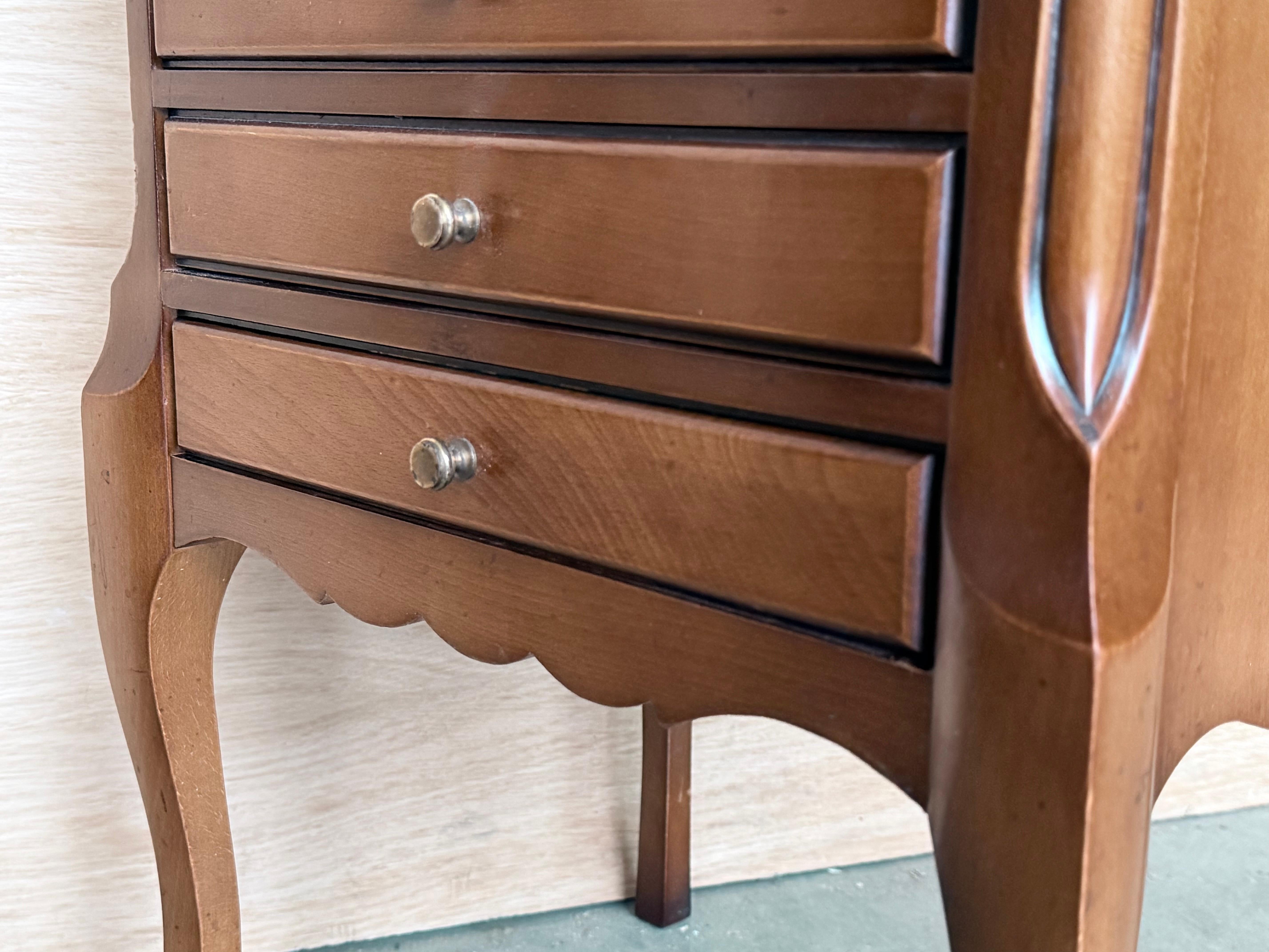 Pair of French nightstands with High Shelve and Four Low Drawers en vente 6