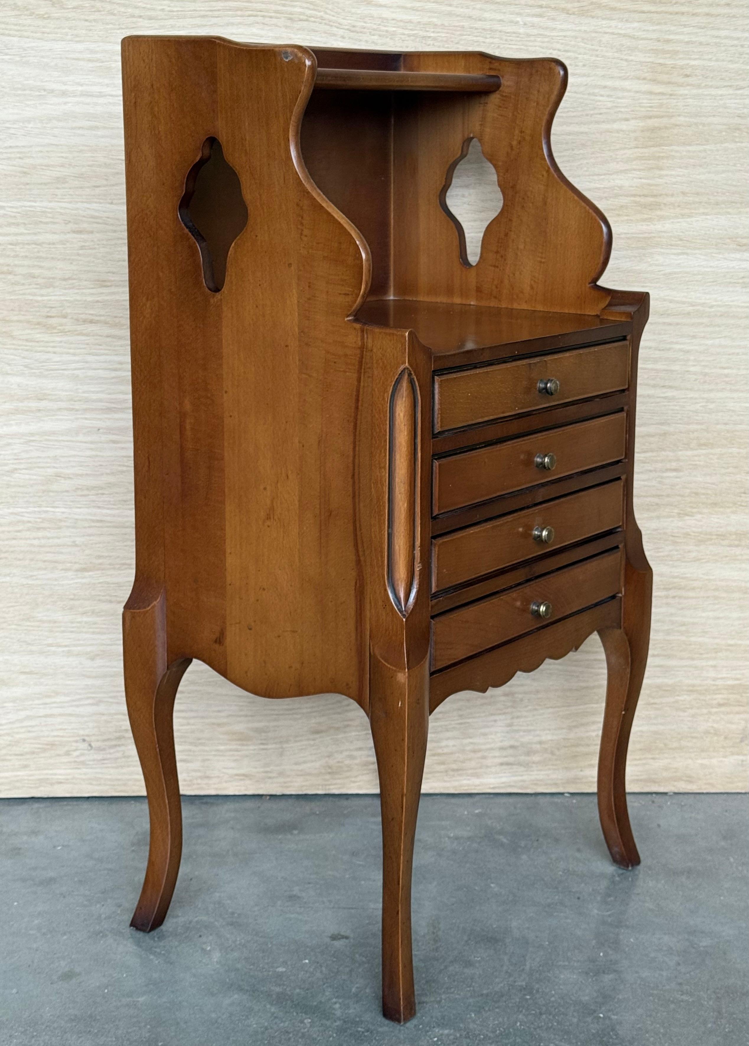 Pair of French nightstands with High Shelve and Four Low Drawers en vente 1