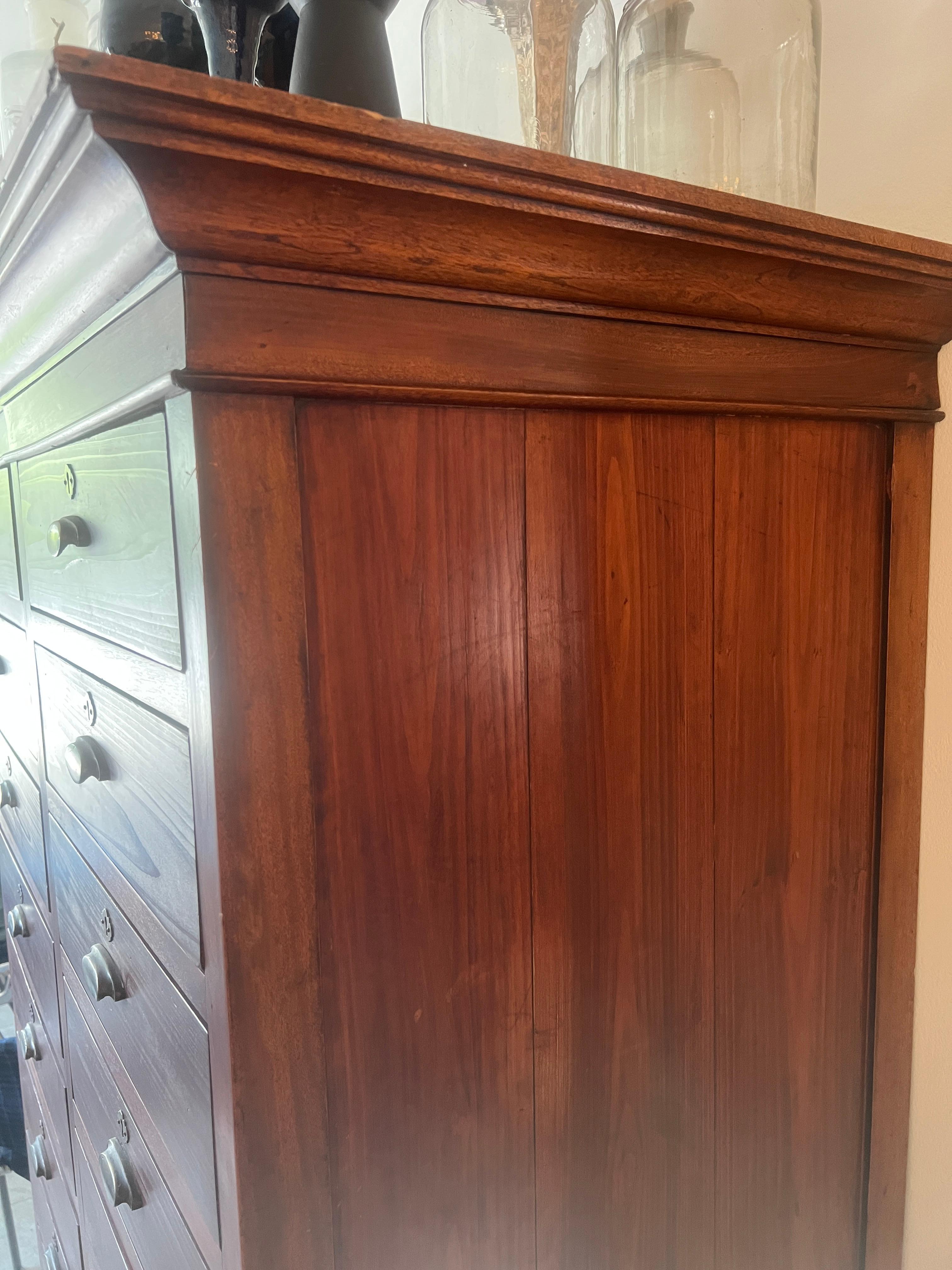 Cherry Pair of French Notary Style Cabinets For Sale