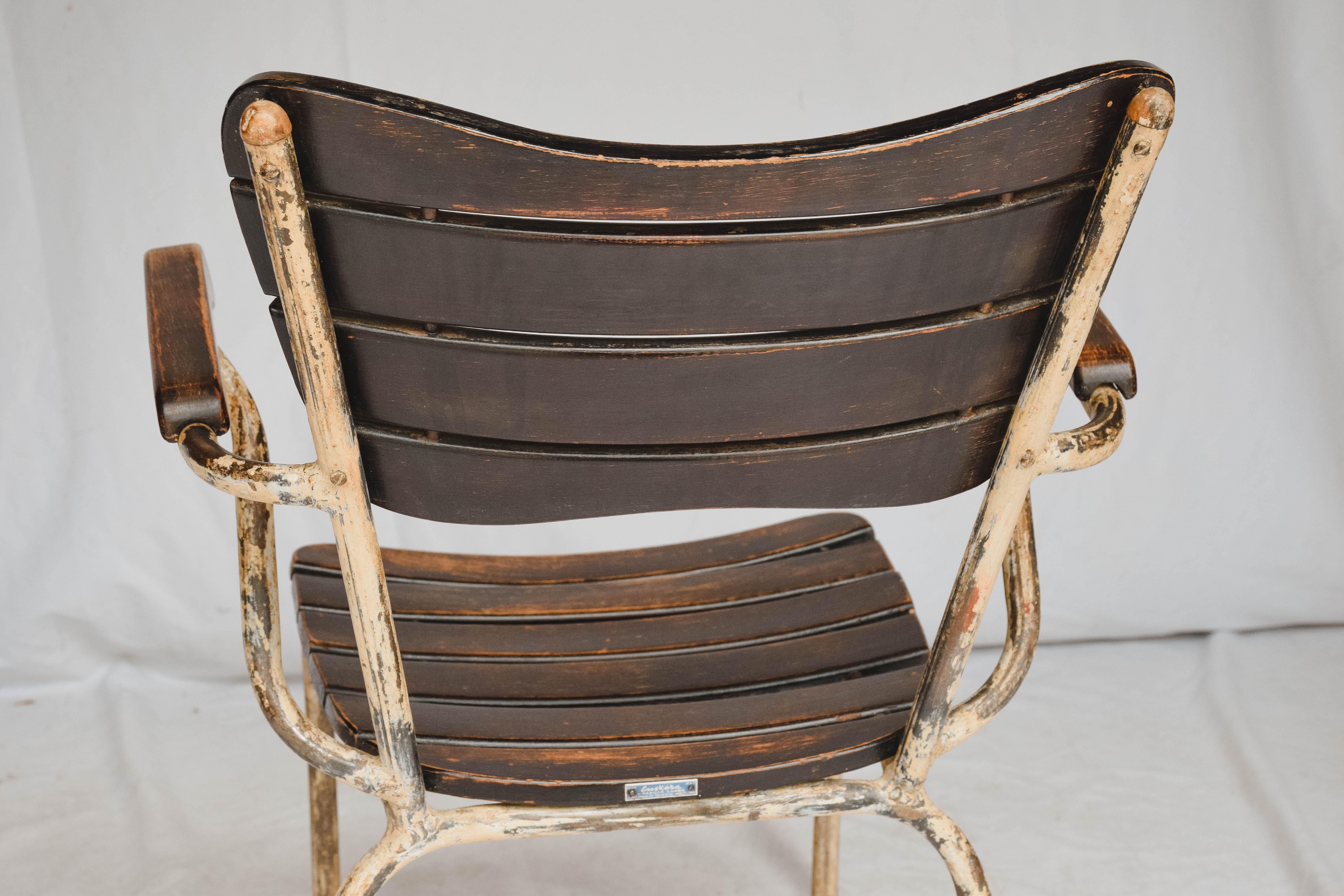 Pair of French Oak and Metal Bistro Chairs 5