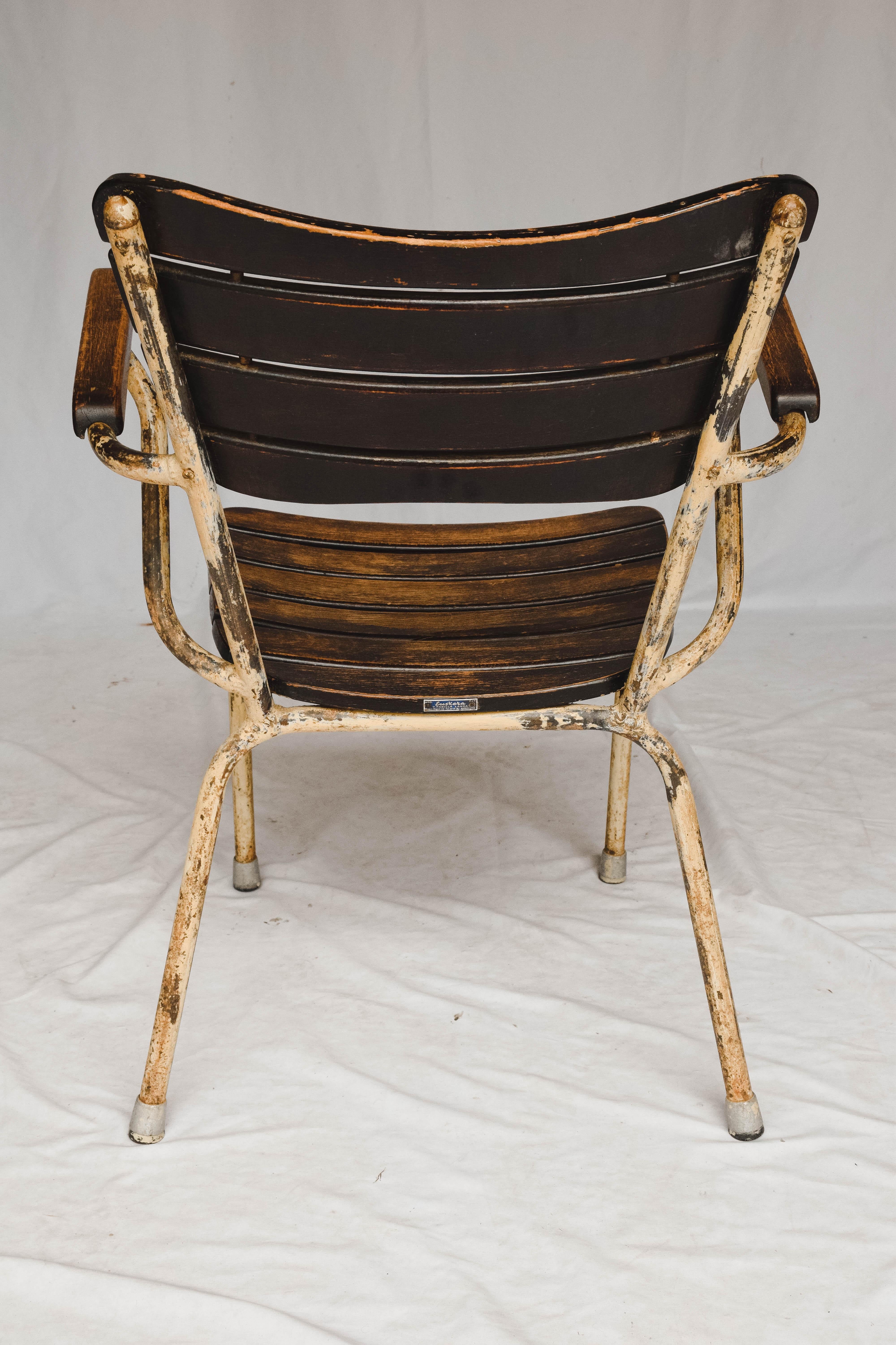 Pair of French Oak and Metal Bistro Chairs 8