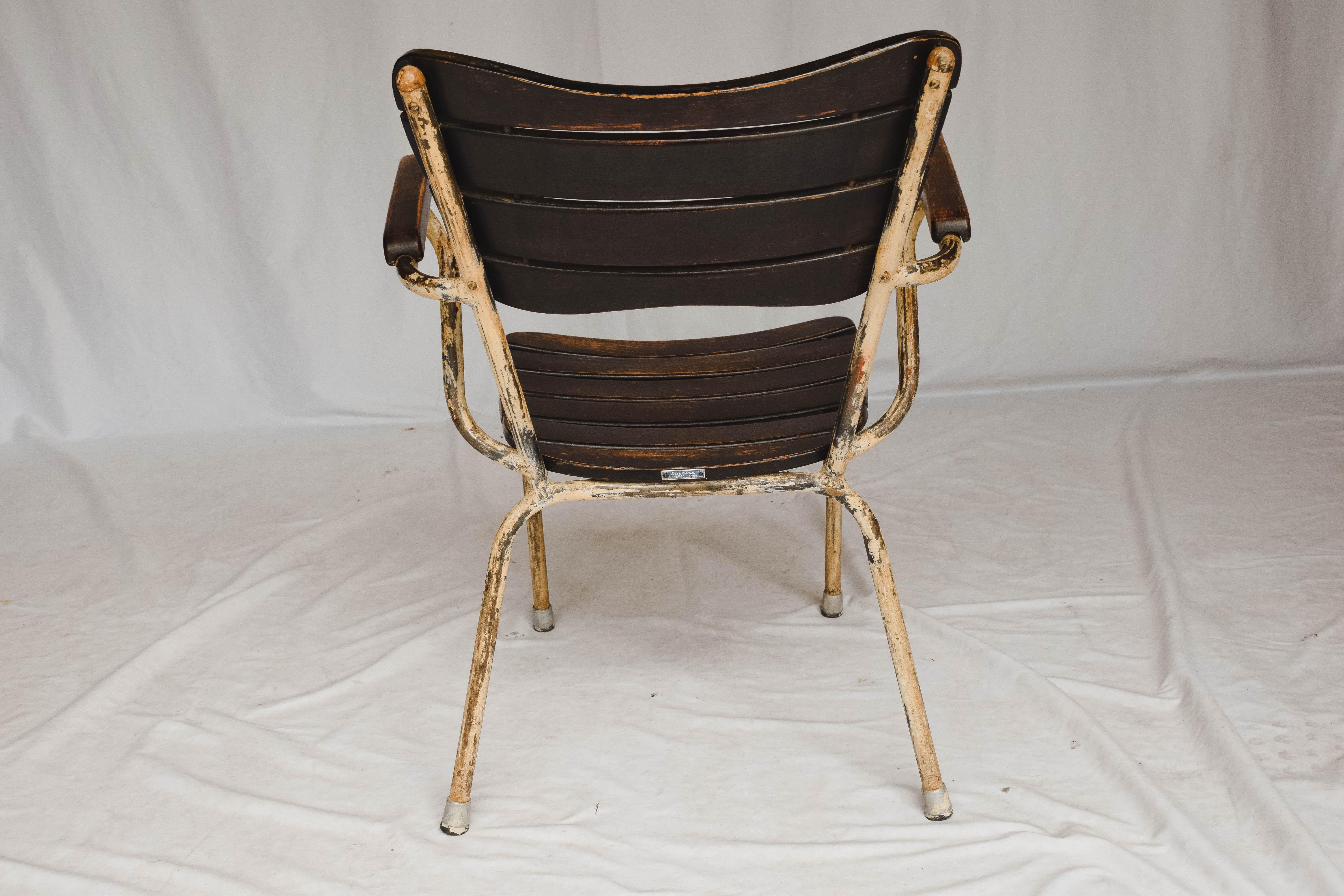 Pair of French Oak and Metal Bistro Chairs 3