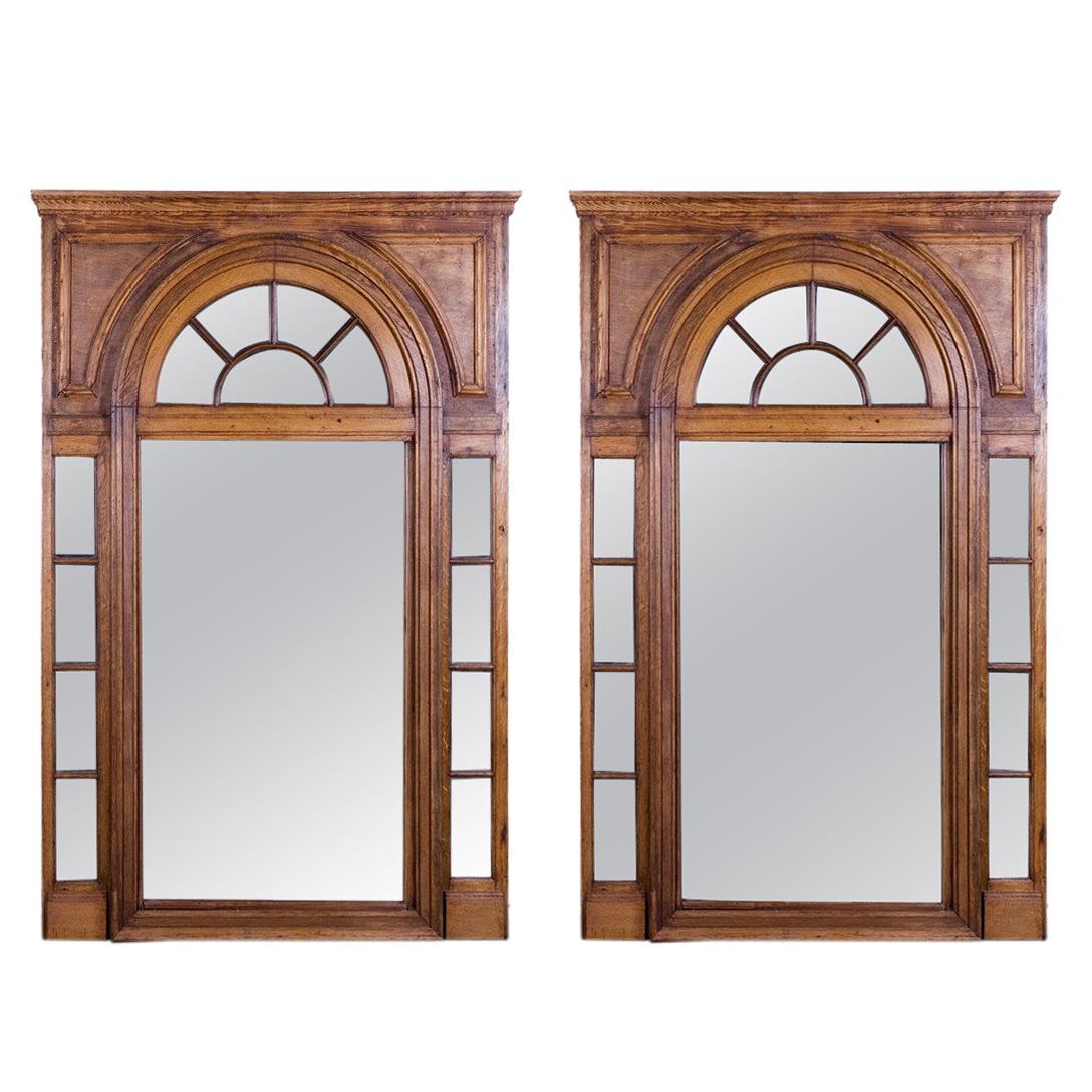 Pair of French Oak Architectural Mirrors