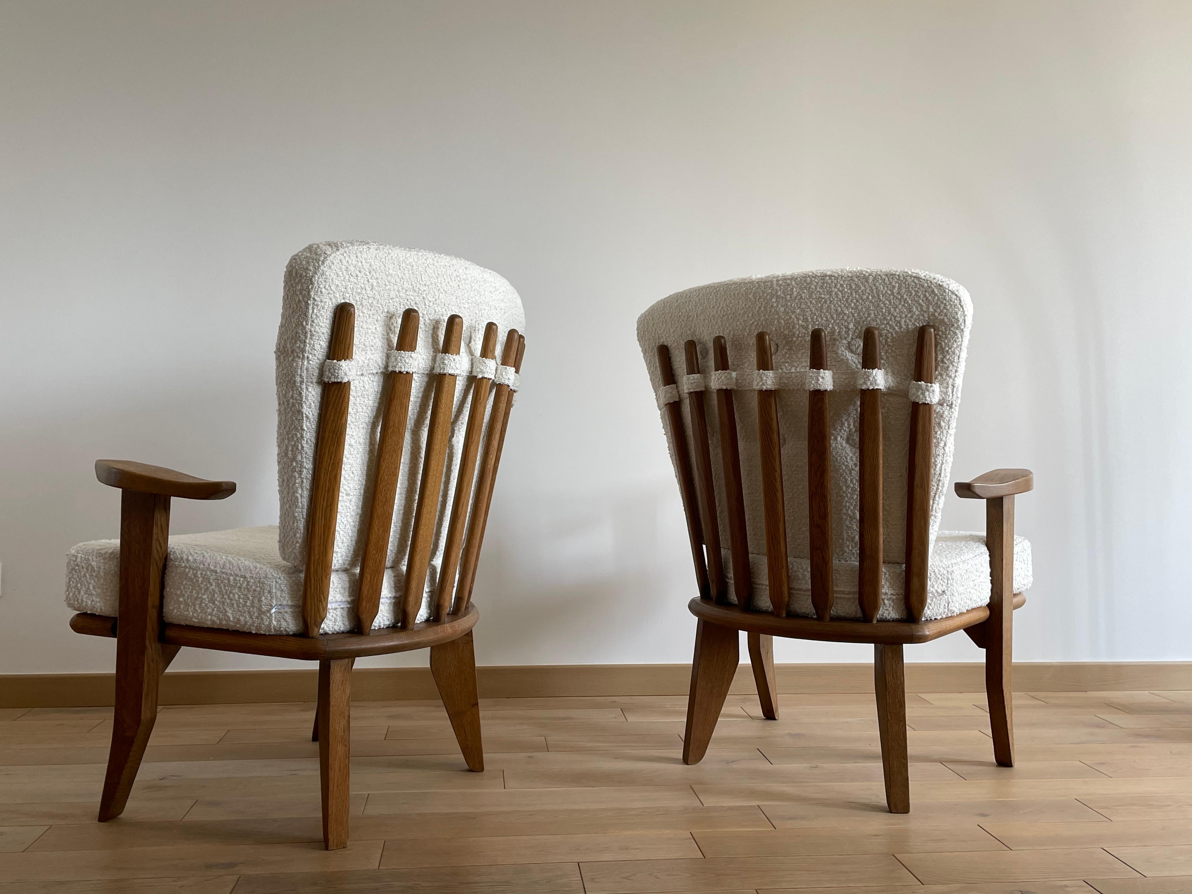 Pair of French Oak Armchairs by Guillerme et Chambron, France, 1960s For Sale 5