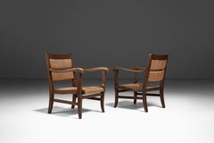 Pair of French Oak Armchairs, France, 1950s