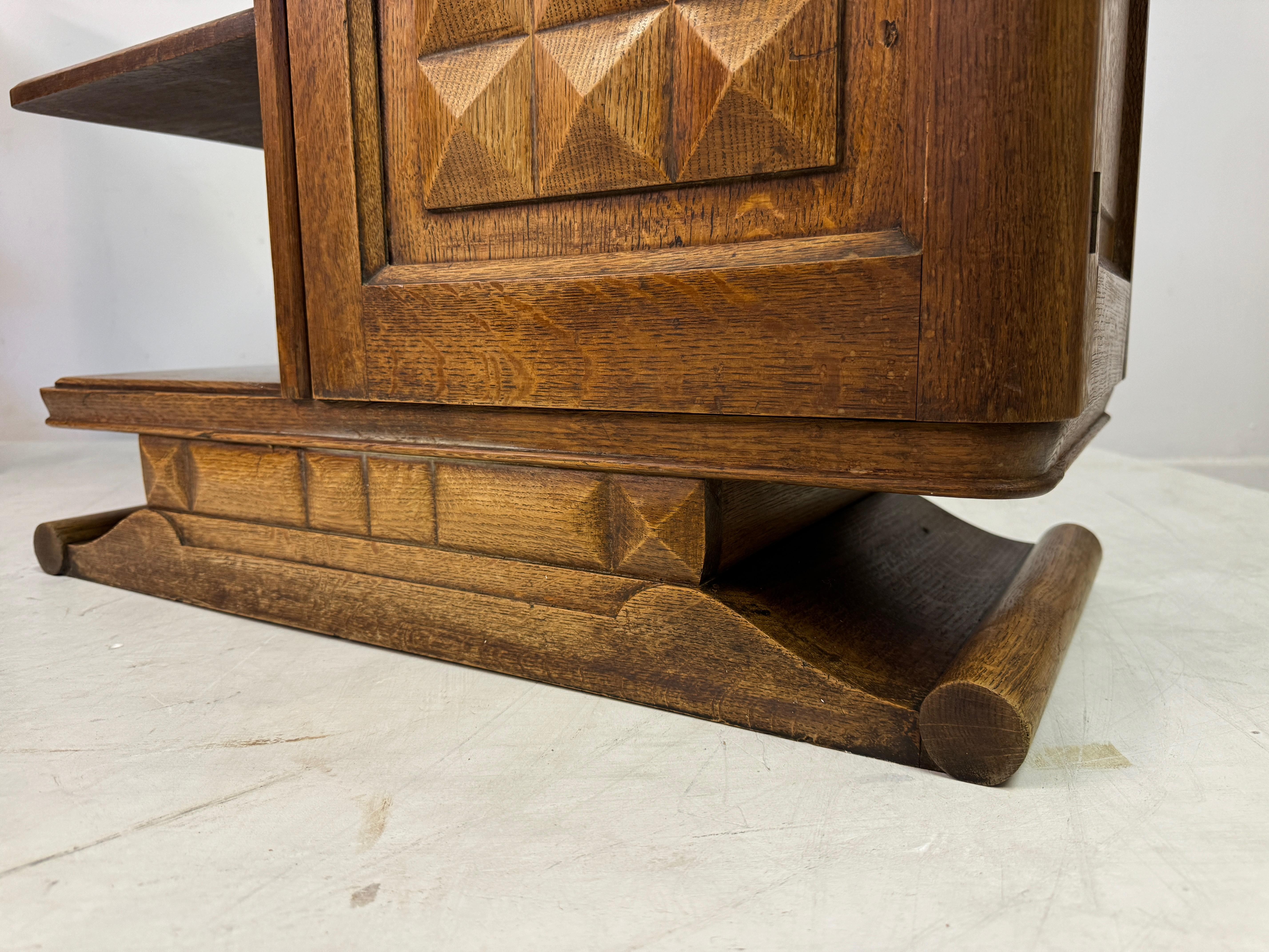 Pair of French Oak Bedside Cabinets with Portoro Marble Tops For Sale 6