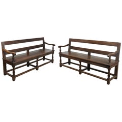 Pair of French Oak Benches, Late 19th Century