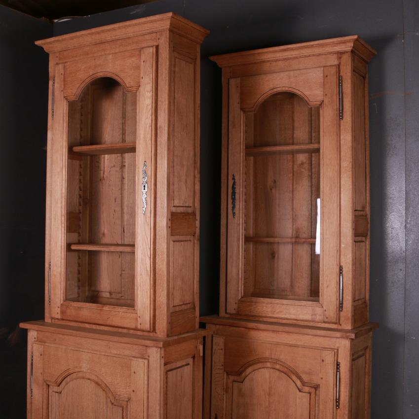 Bleached Pair of French Oak Bookcases