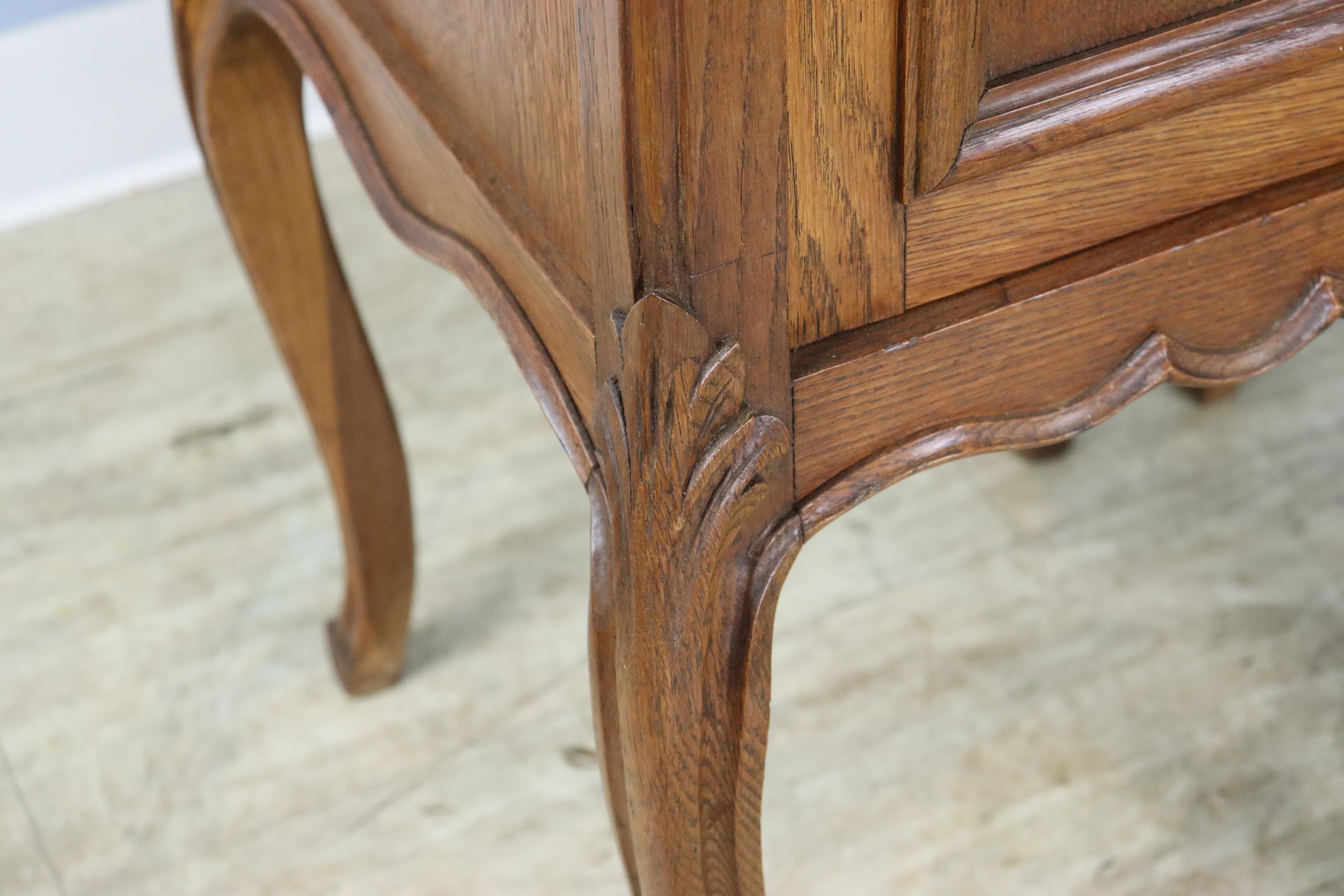 Pair of French Oak Cabriole Leg Bedside Tables For Sale 2