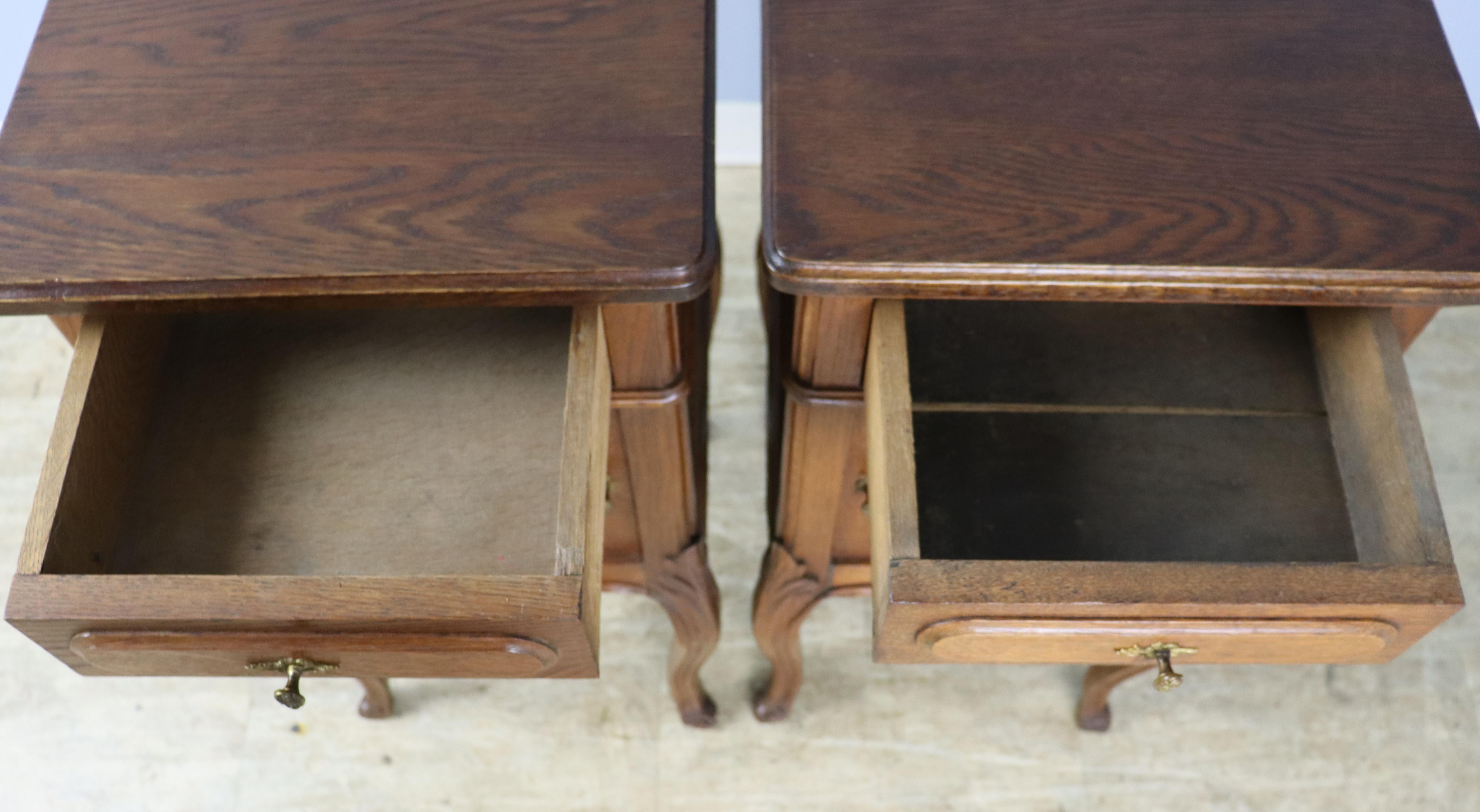 Pair of French Oak Cabriole Leg Bedside Tables For Sale 5