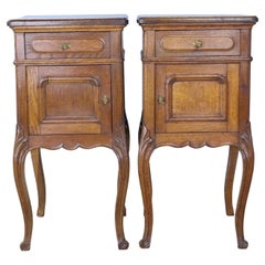Pair of French Oak Cabriole Leg Bedside Tables
