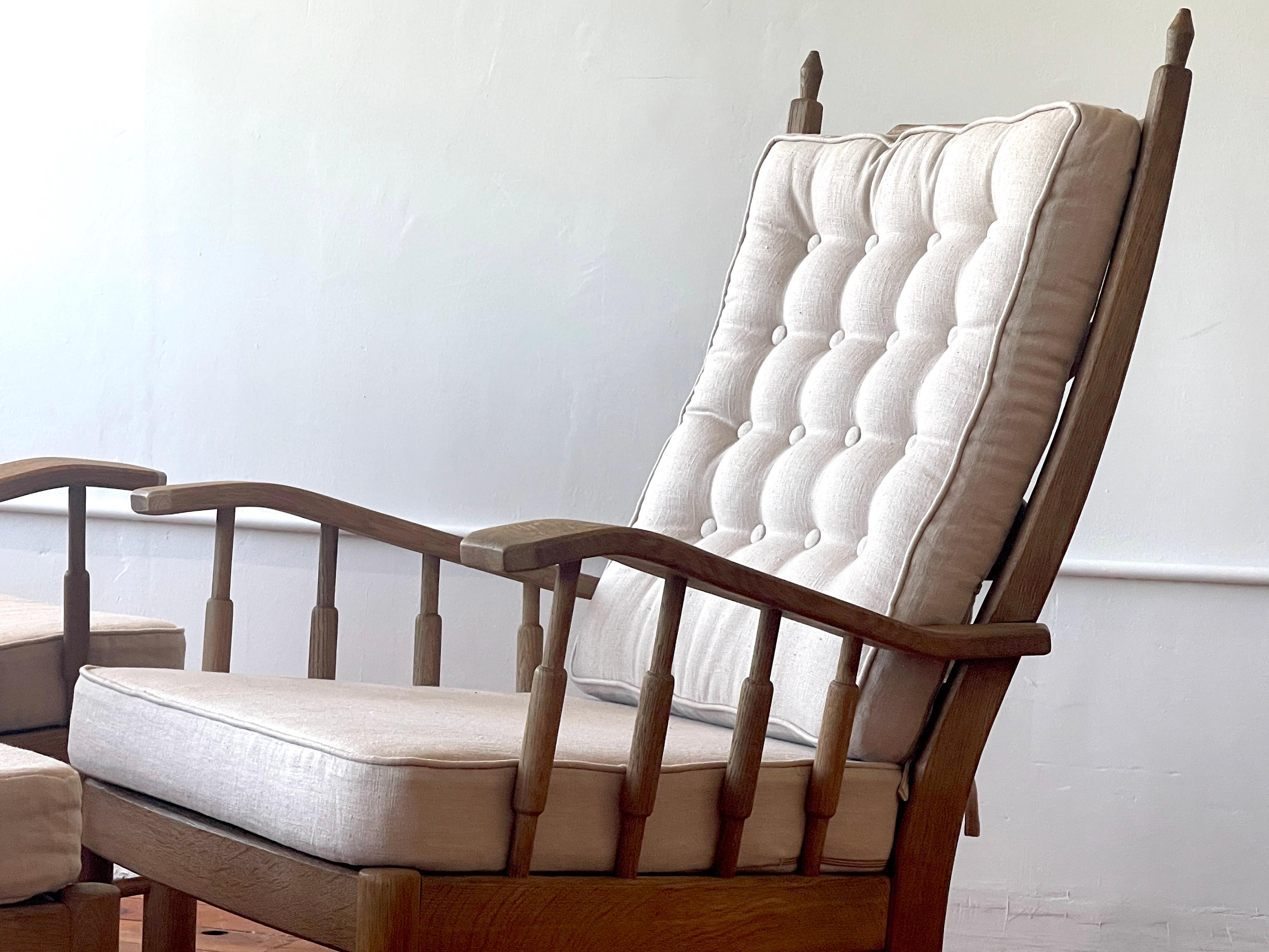 Pair of French Oak Chairs & Ottoman 3