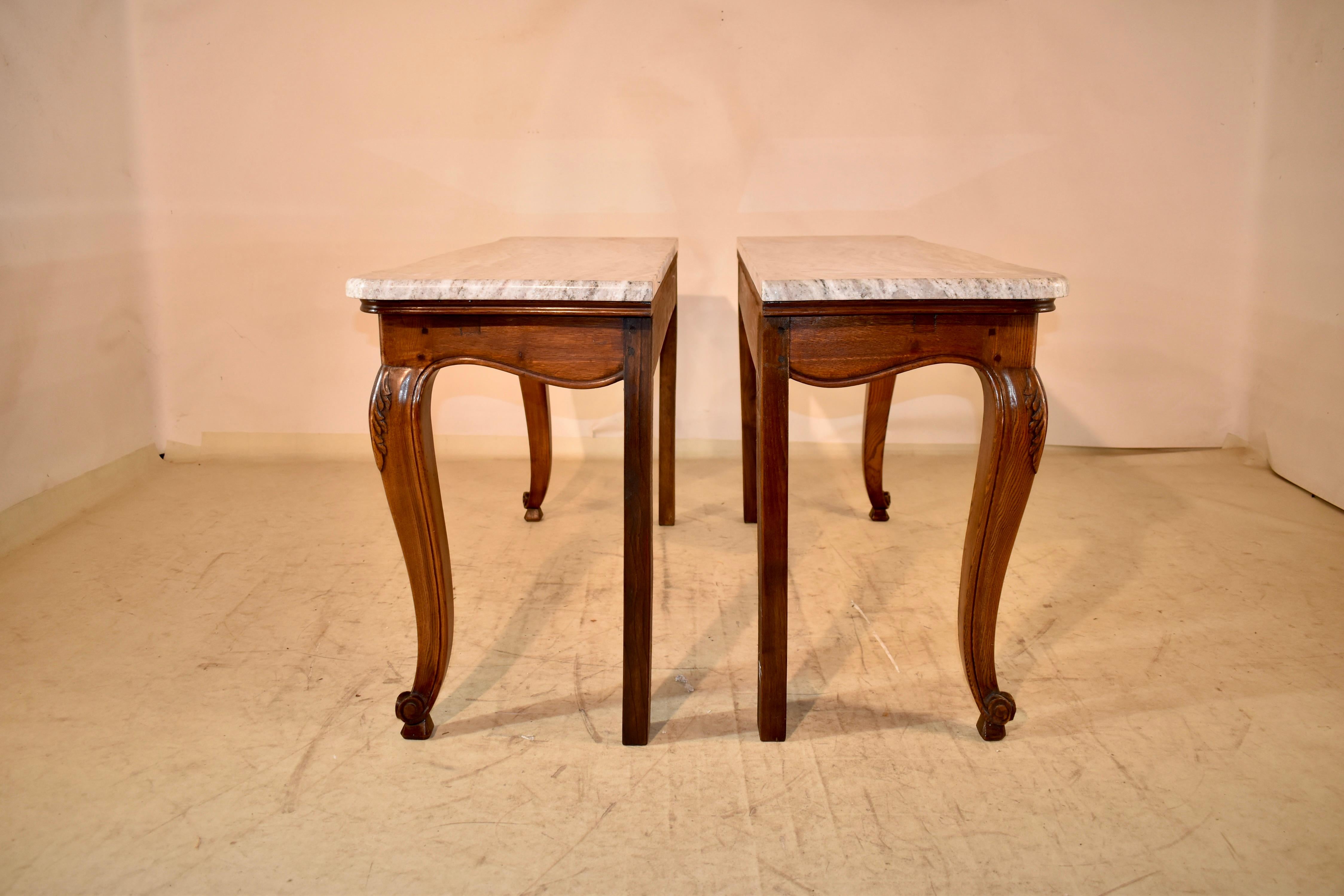 Pair of French Oak Consoles with Marble Tops, Circa 1900 For Sale 7