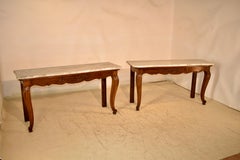 Pair of French Oak Consoles with Marble Tops, Circa 1900