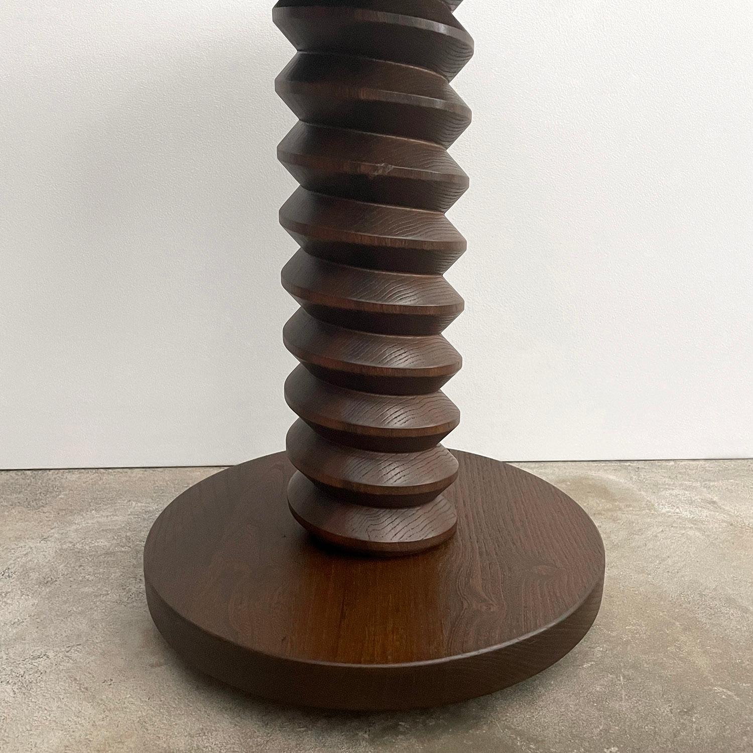 Pair of French Oak Corkscrew End Tables in the style of Dudouyt For Sale 6