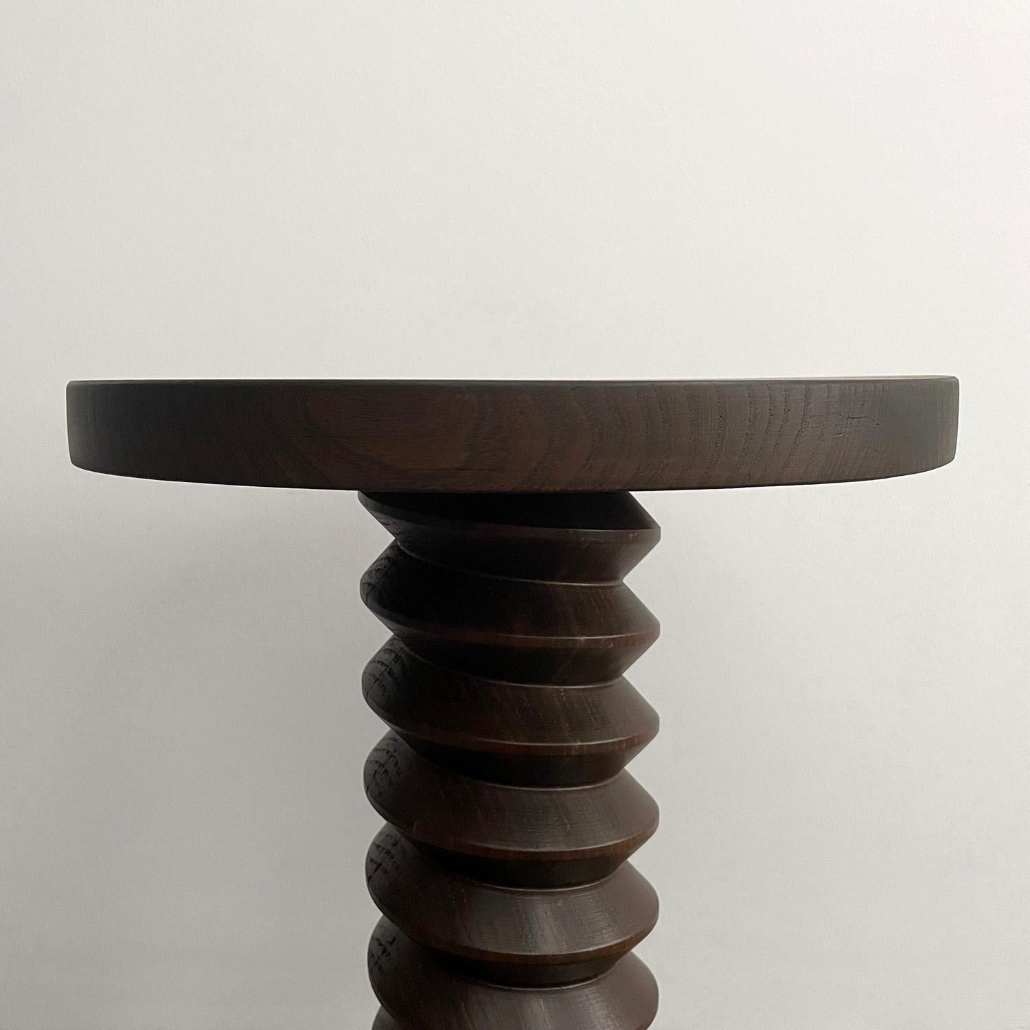 Pair of French Oak Corkscrew End Tables in the style of Dudouyt For Sale 7