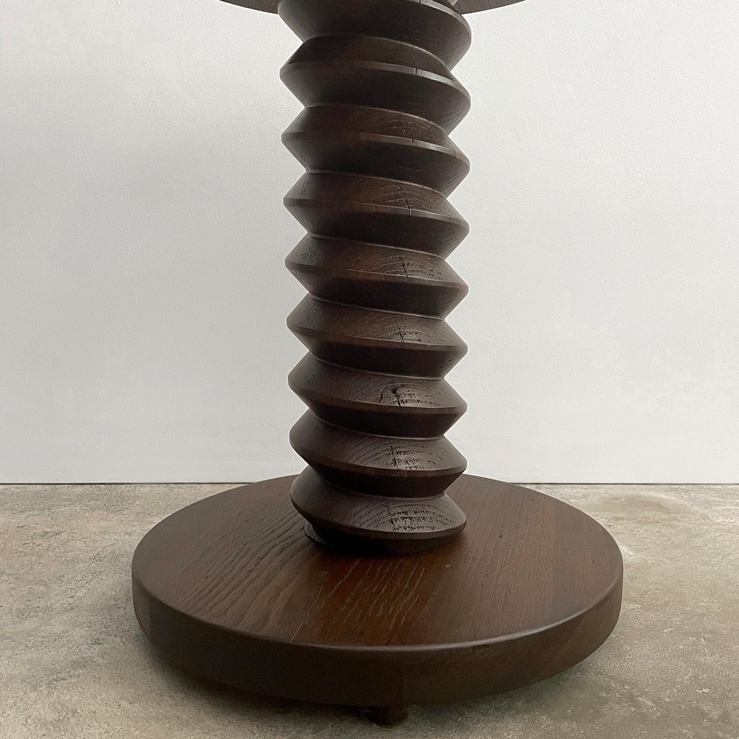 Pair of French Oak Corkscrew End Tables in the style of Dudouyt 12