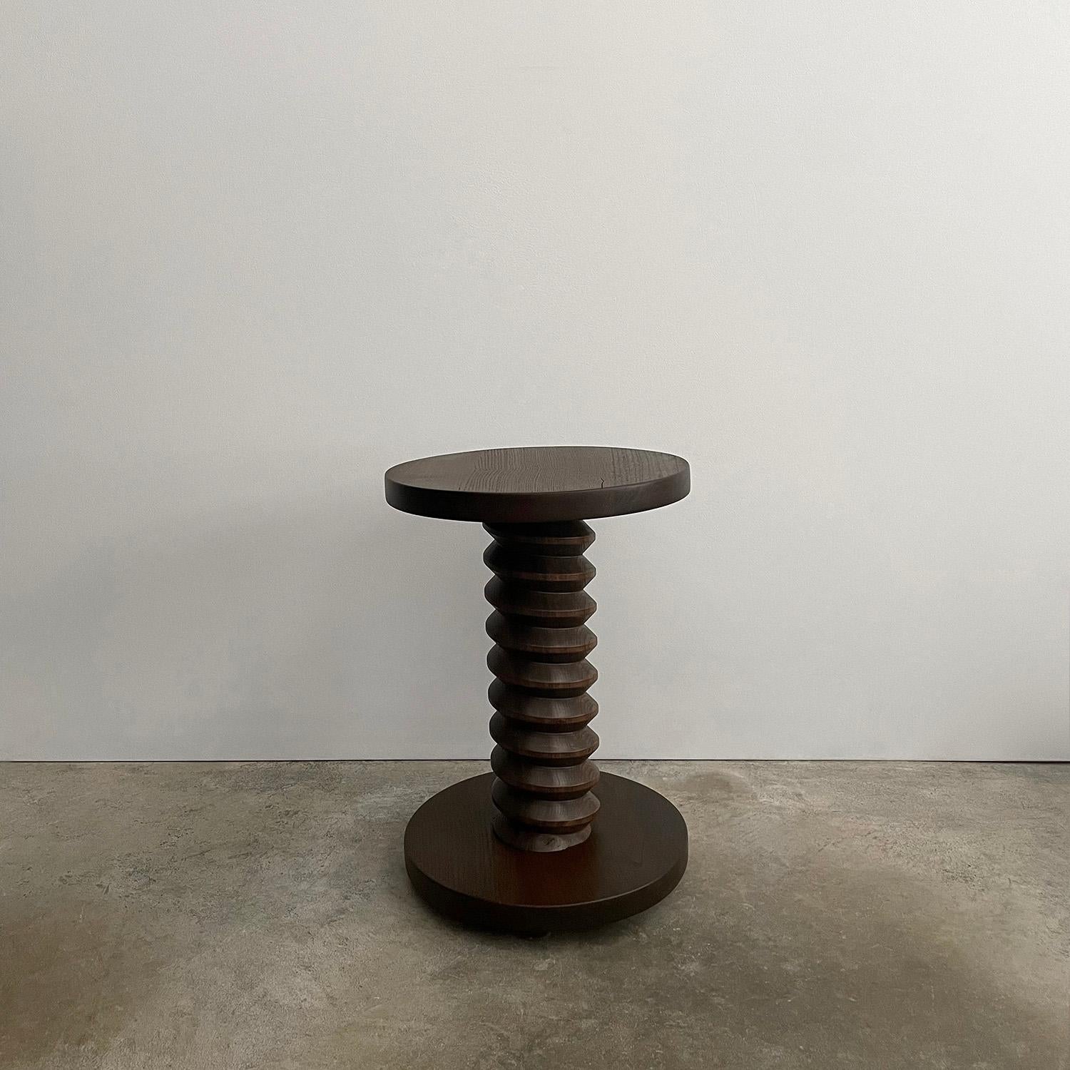 20th Century Pair of French Oak Corkscrew End Tables in the style of Dudouyt
