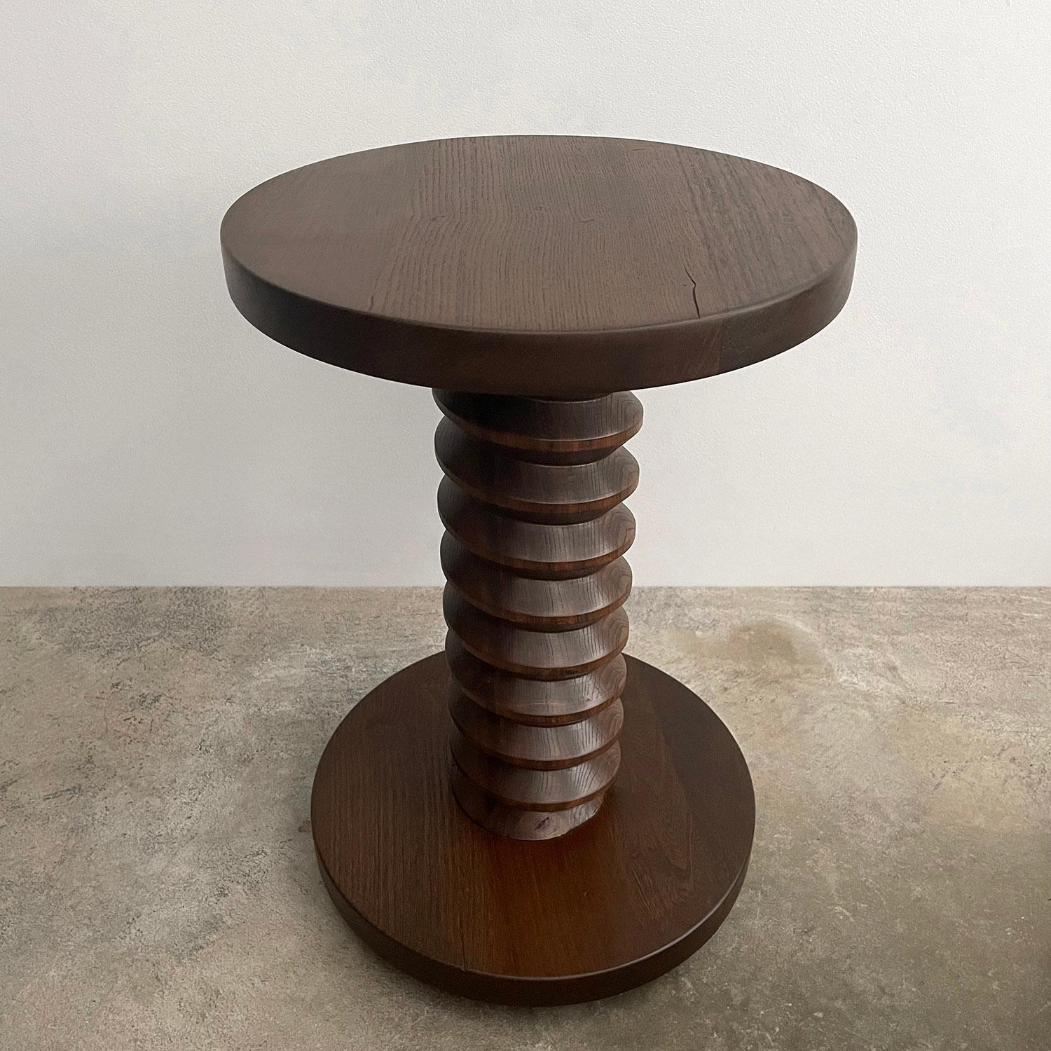 Pair of French Oak Corkscrew End Tables in the style of Dudouyt For Sale 2