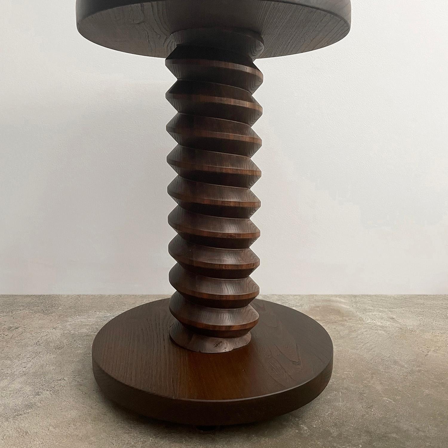 Pair of French Oak Corkscrew End Tables in the style of Dudouyt For Sale 3