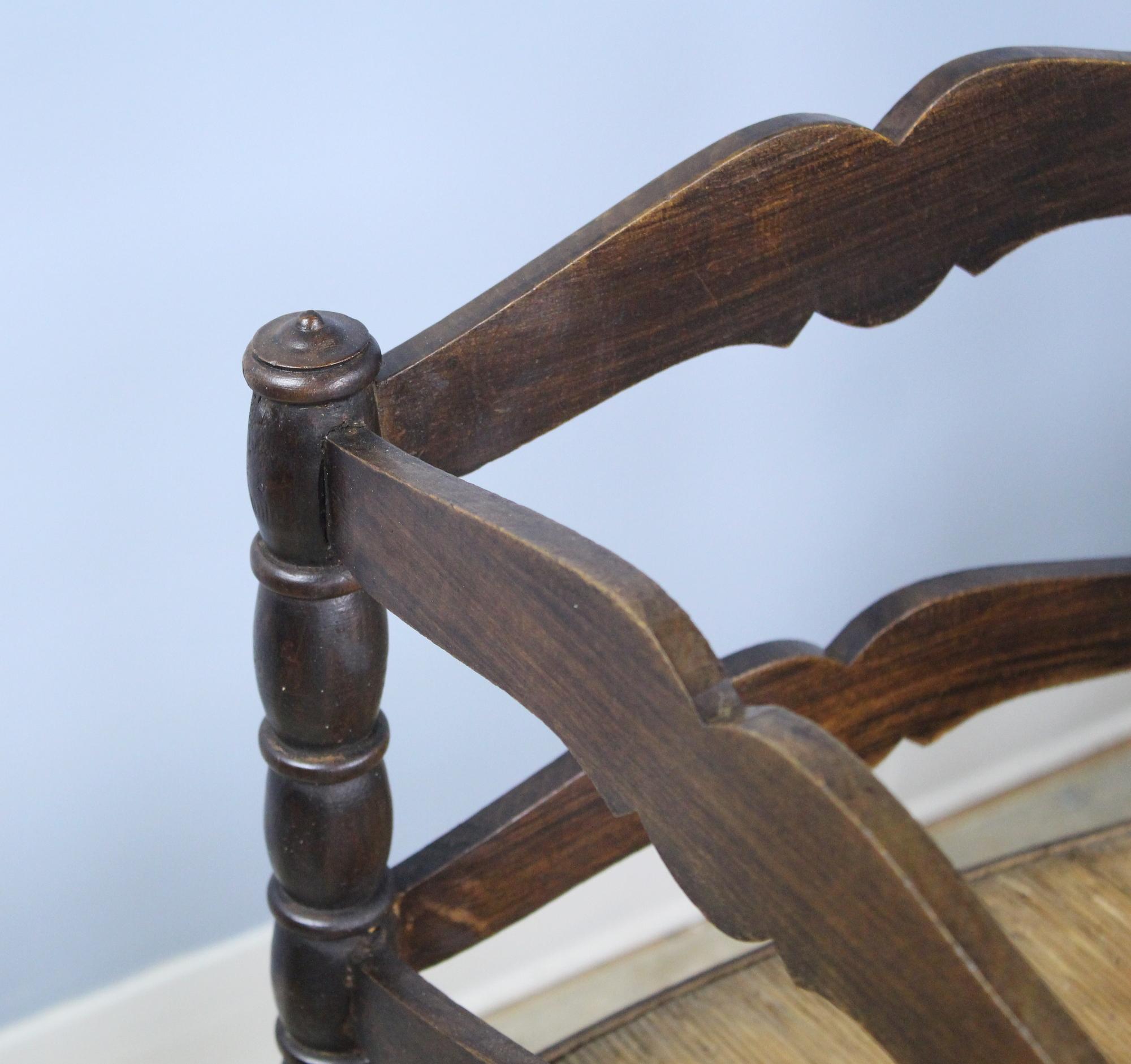 Rush Pair of French Oak Corner Chairs For Sale