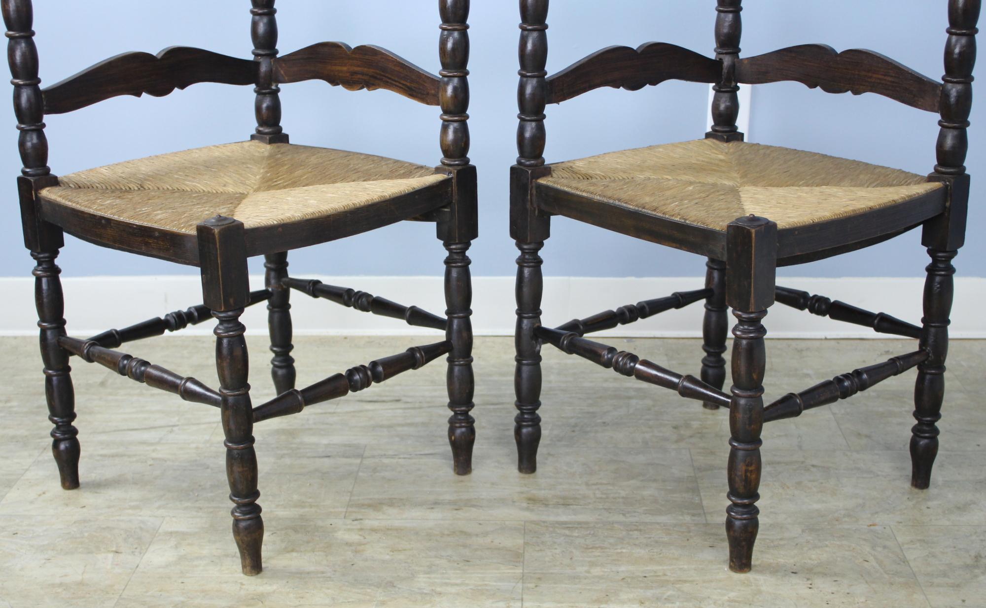 Pair of French Oak Corner Chairs For Sale 1