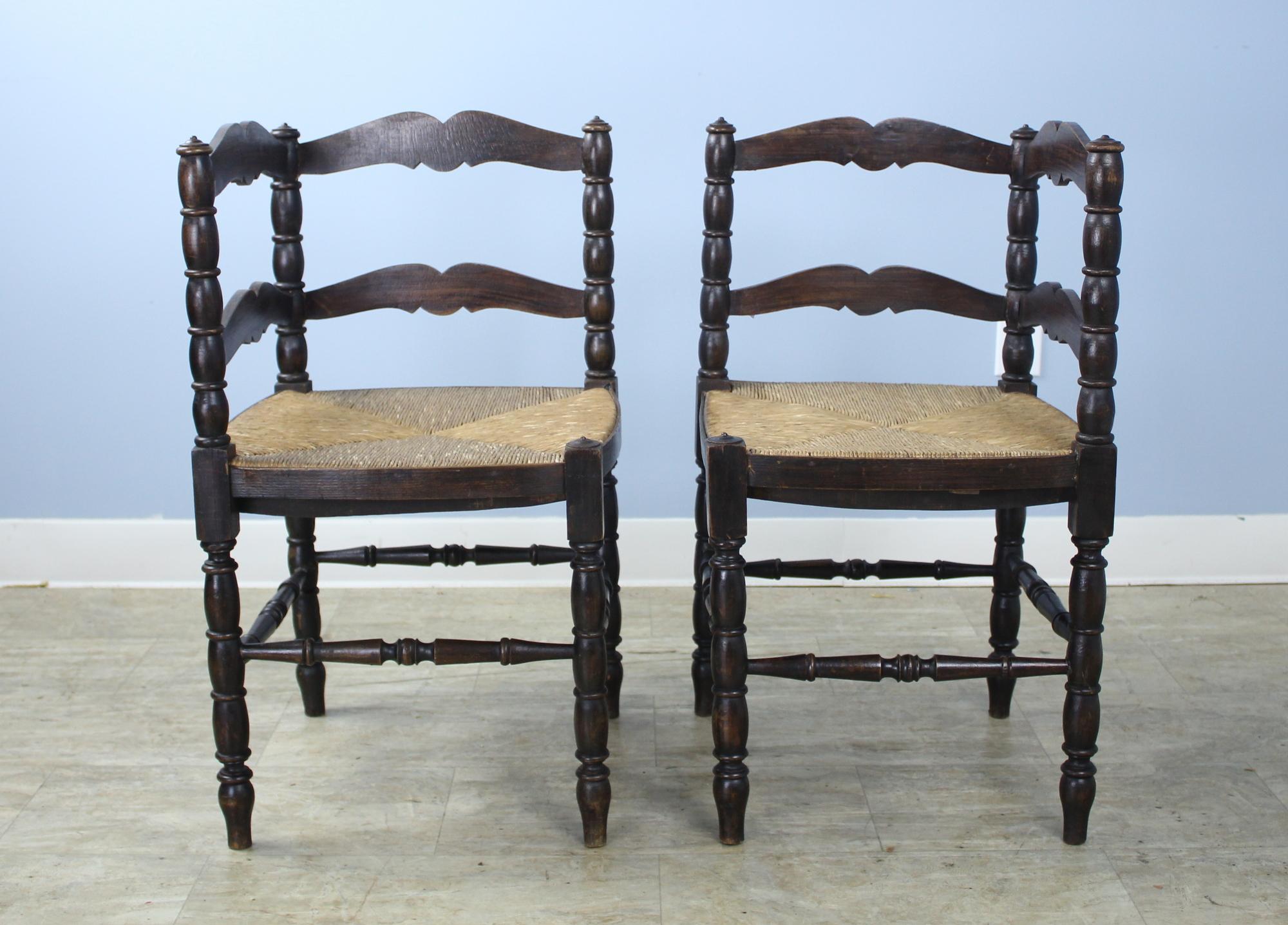 Pair of French Oak Corner Chairs For Sale 2