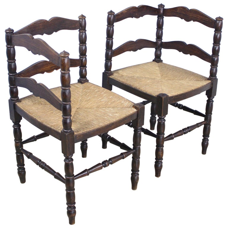 Pair of French Oak Corner Chairs 1