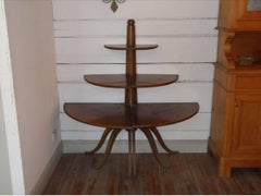 Pair of French Oak Corner Shelves on Tripod from 1940s