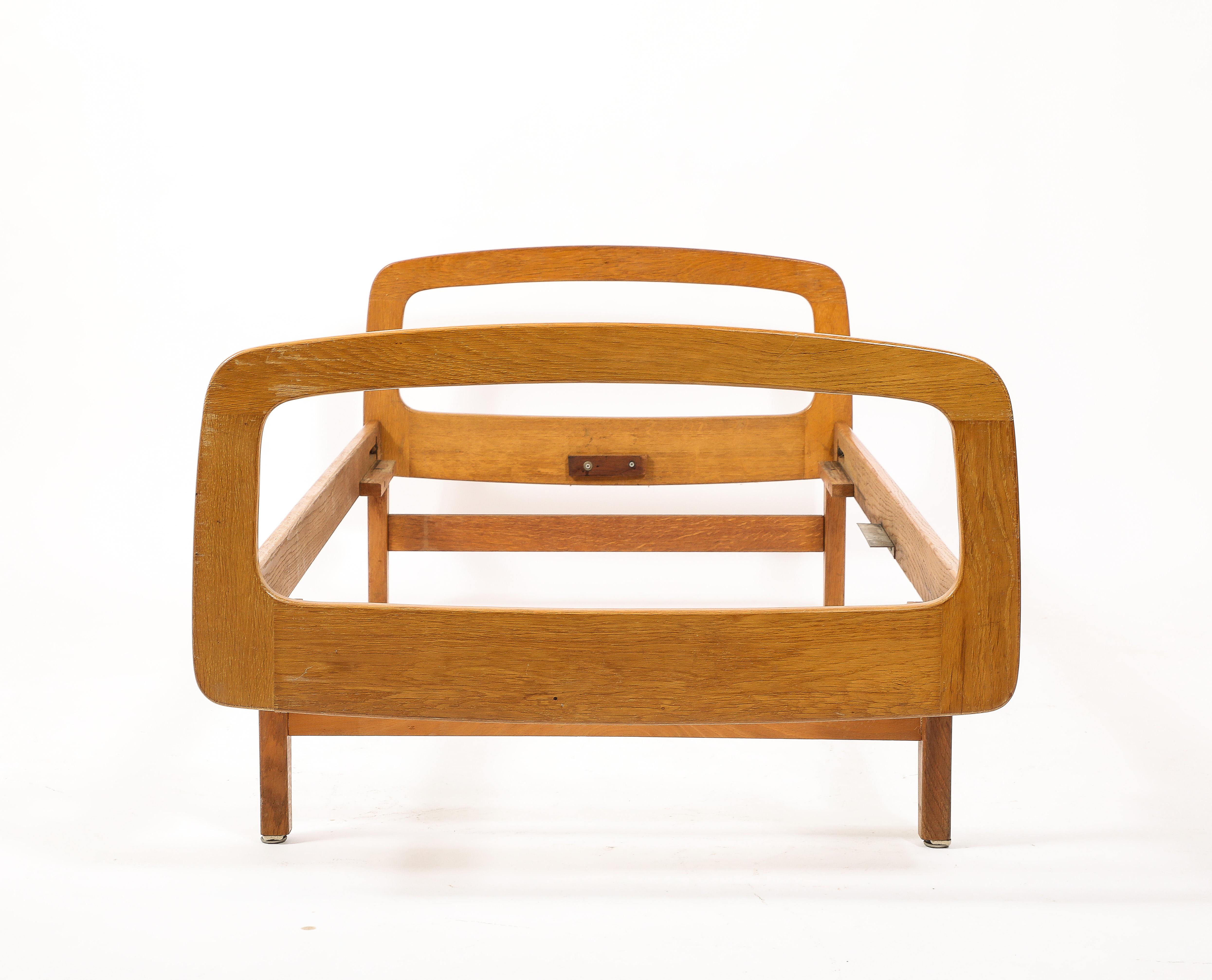 Pair of French Oak Daybeds by Jacques Hauville - France 1950's For Sale 5