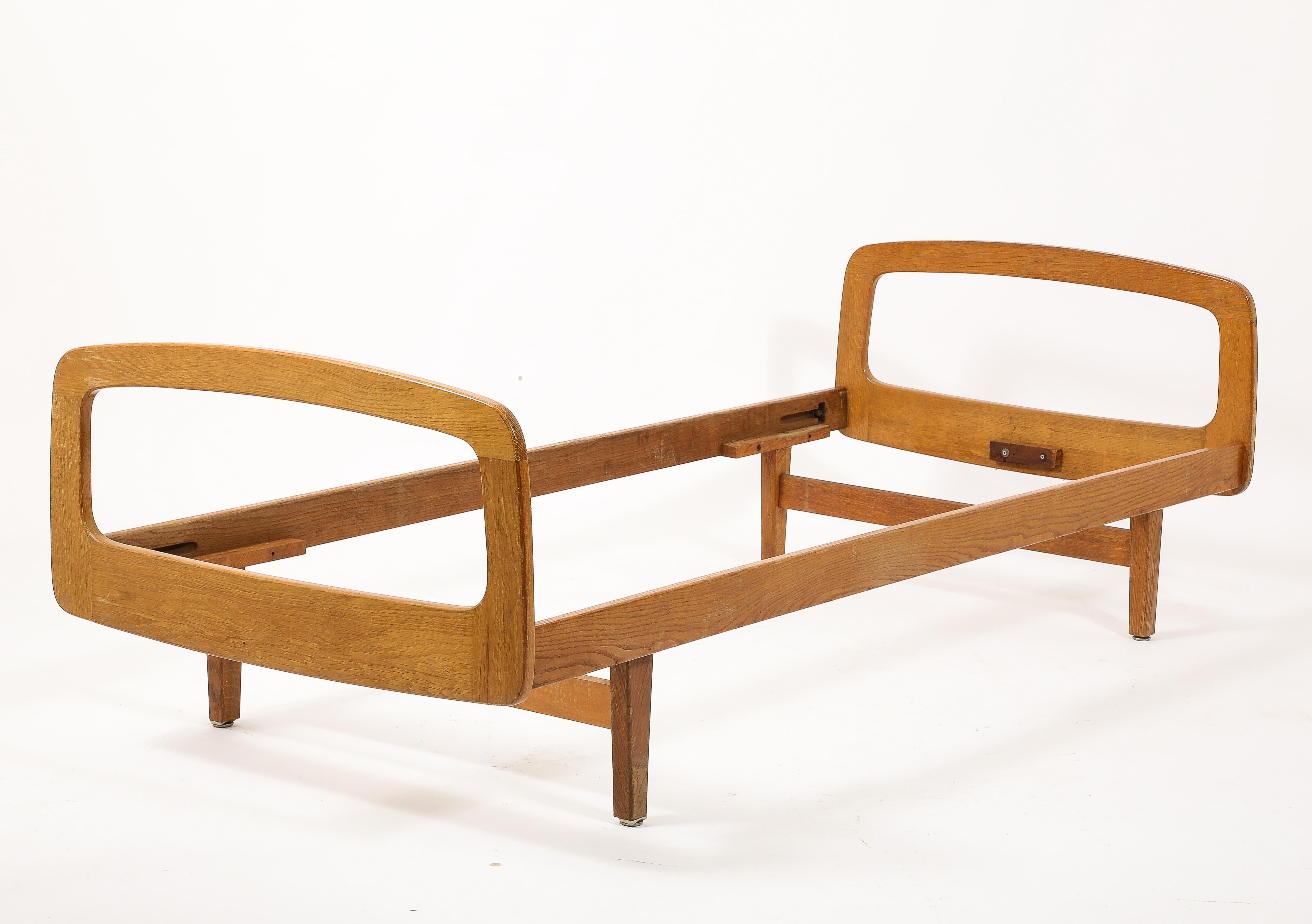 Pair of French Oak Daybeds by Jacques Hauville - France 1950's For Sale 7