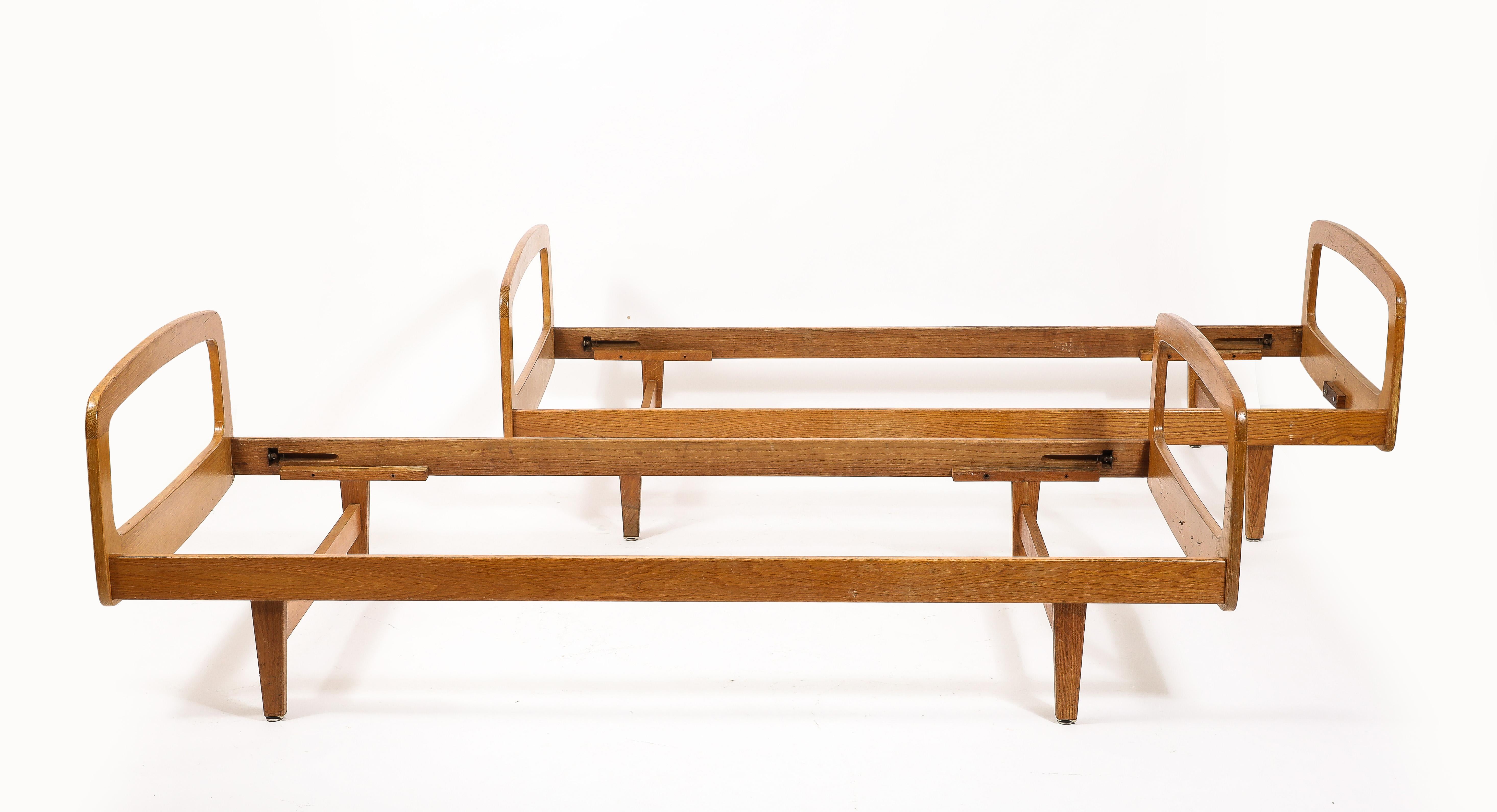 Pair of French Oak Daybeds by Jacques Hauville - France 1950's For Sale 9