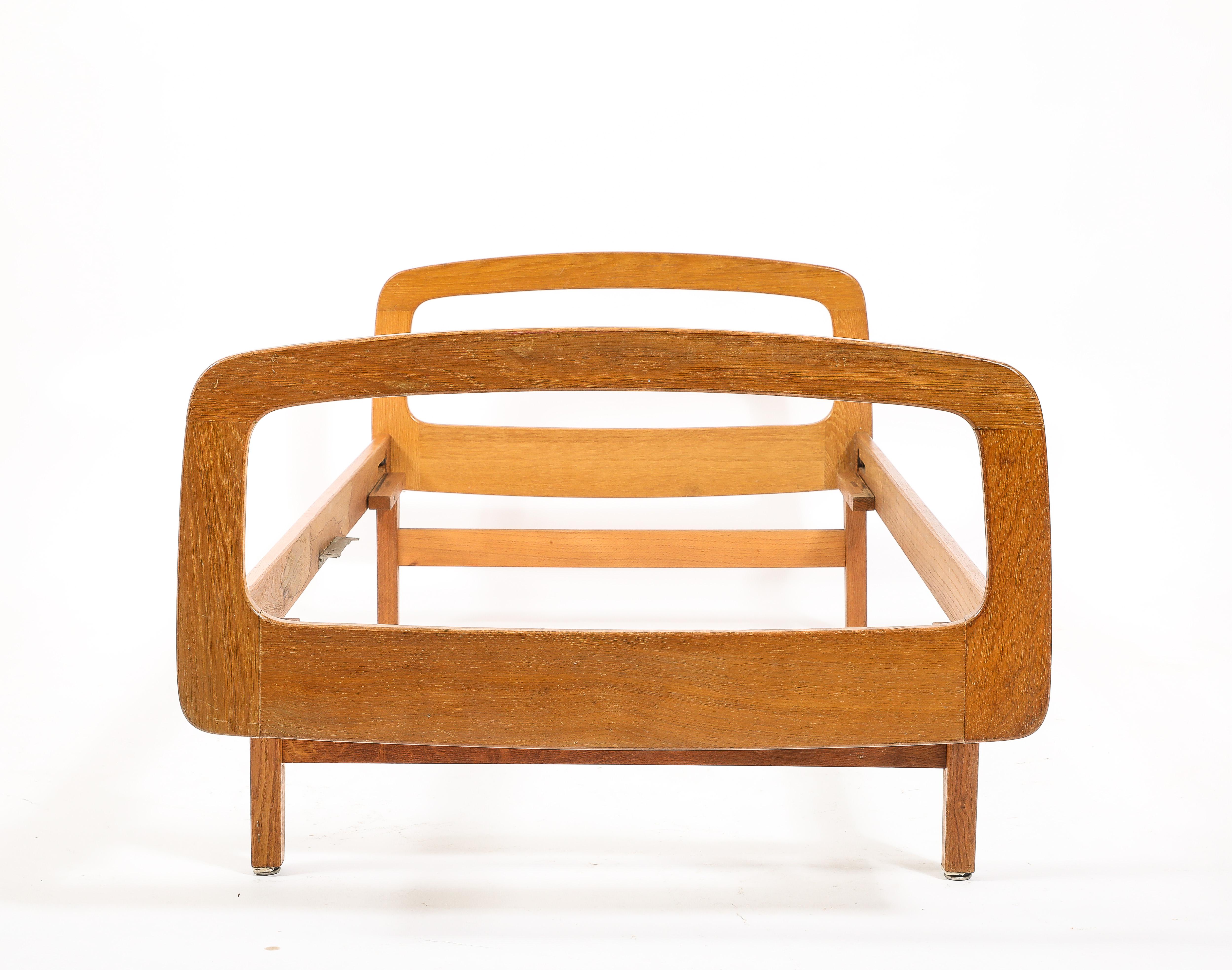 Pair of French Oak Daybeds by Jacques Hauville - France 1950's For Sale 12