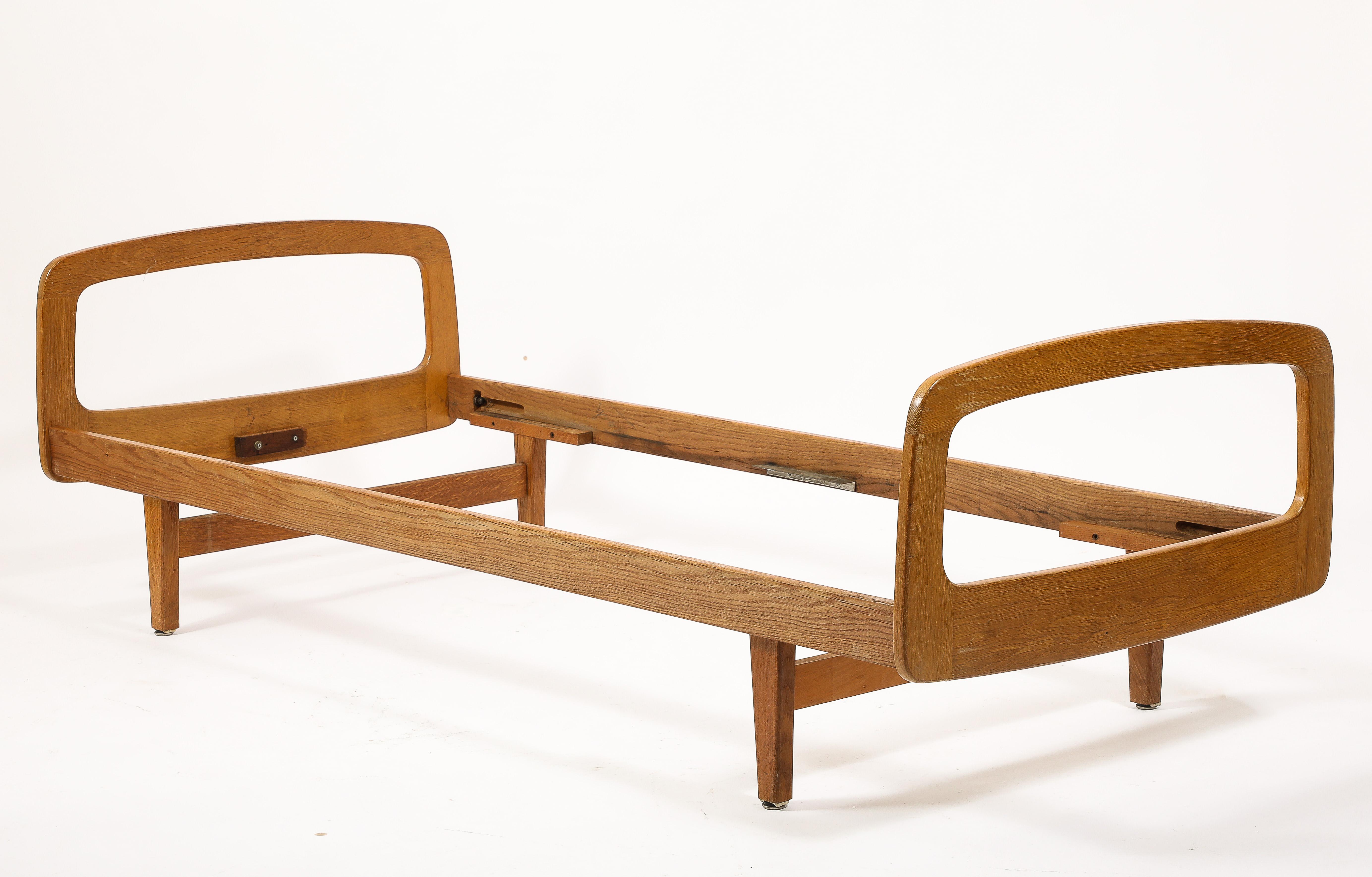 Pair of French Oak Daybeds by Jacques Hauville - France 1950's For Sale 2