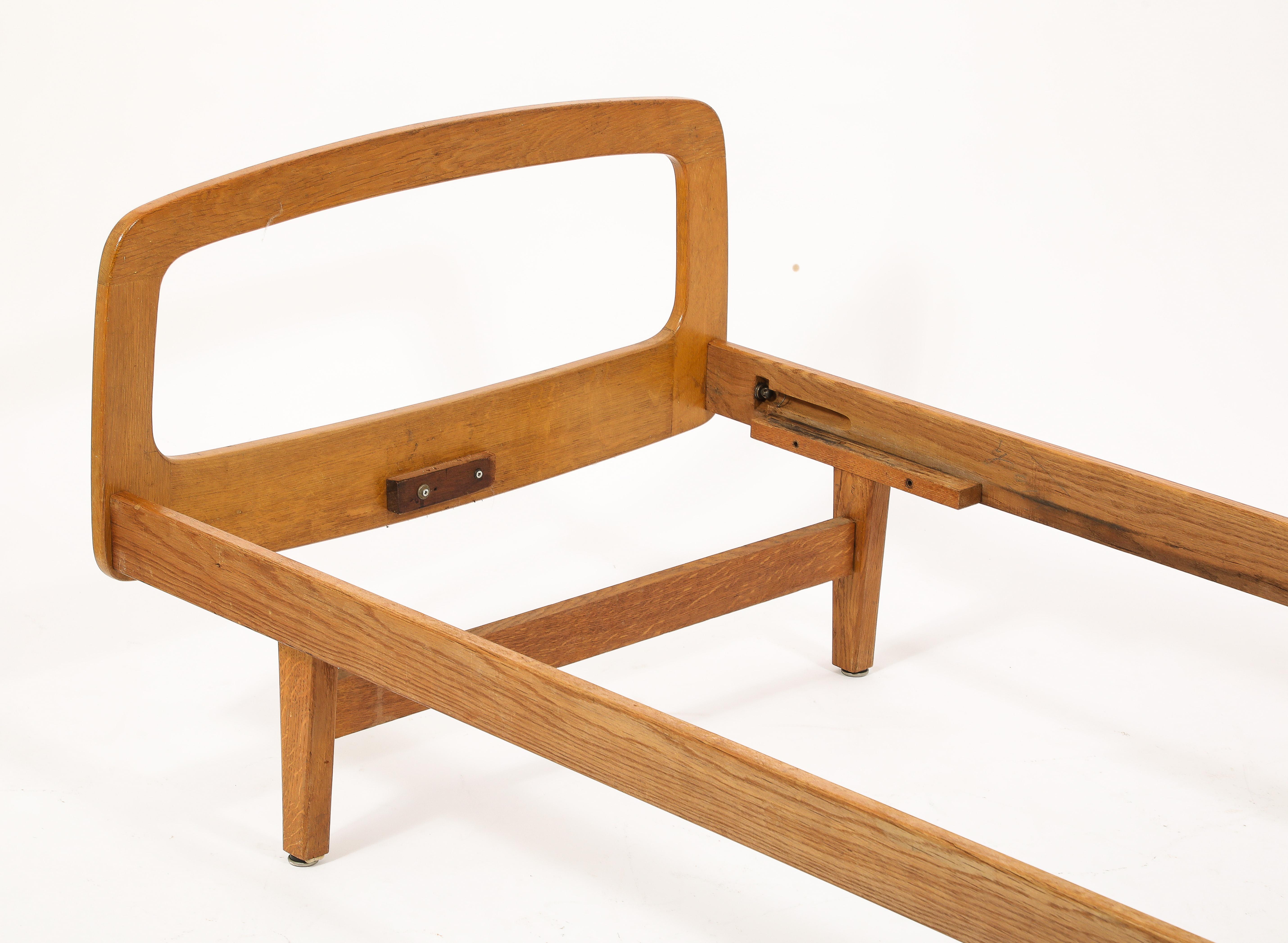 Pair of French Oak Daybeds by Jacques Hauville - France 1950's For Sale 4