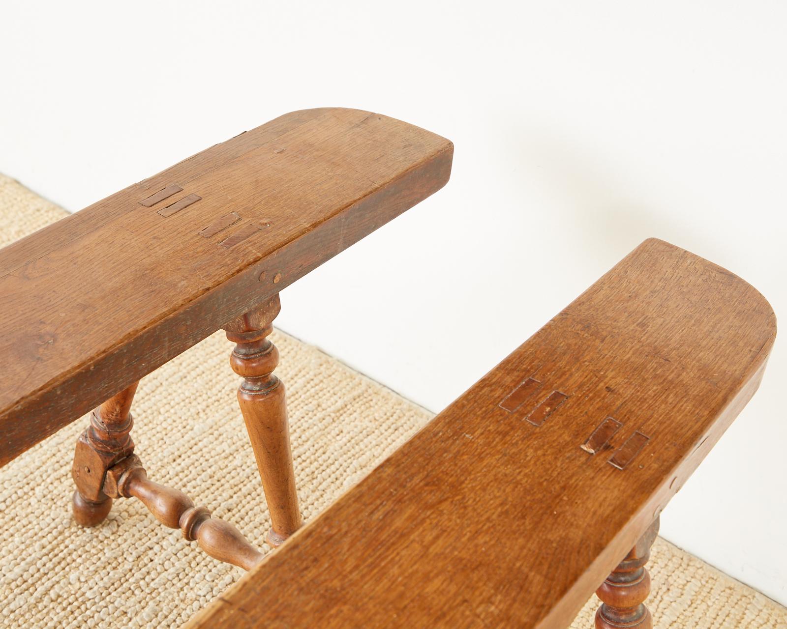 Pair of 19th Century French Oak Farmhouse Benches 9