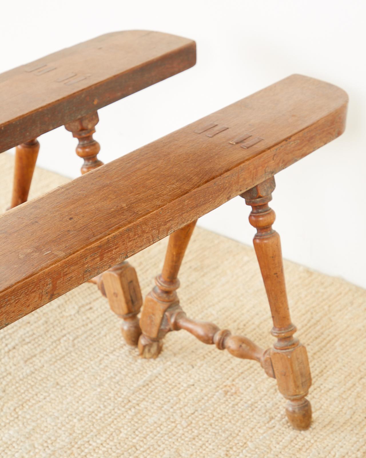 Pair of 19th Century French Oak Farmhouse Benches 14